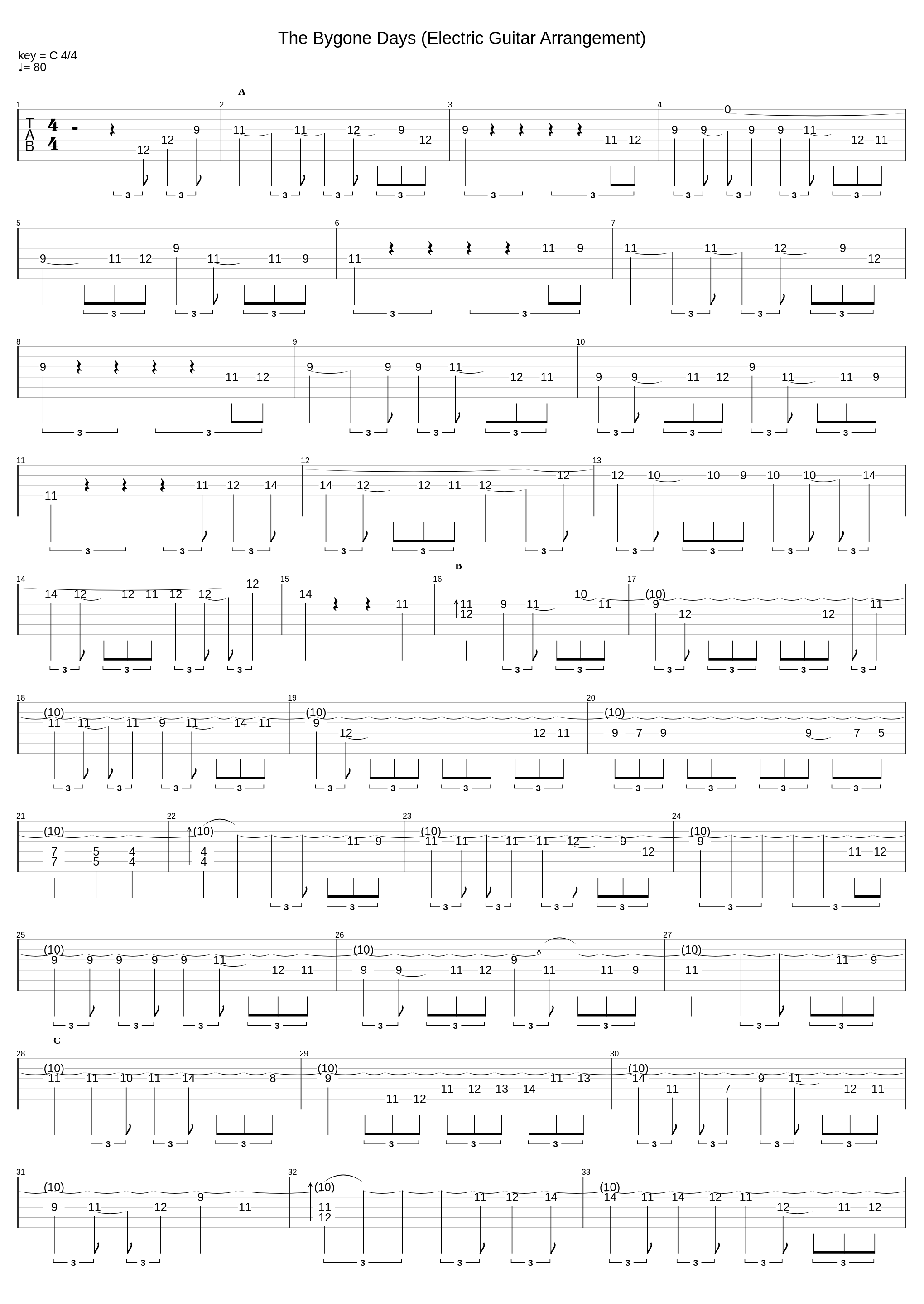 The Bygone Days (Electric Guitar Arrangement)_Joe Hisaishi_1