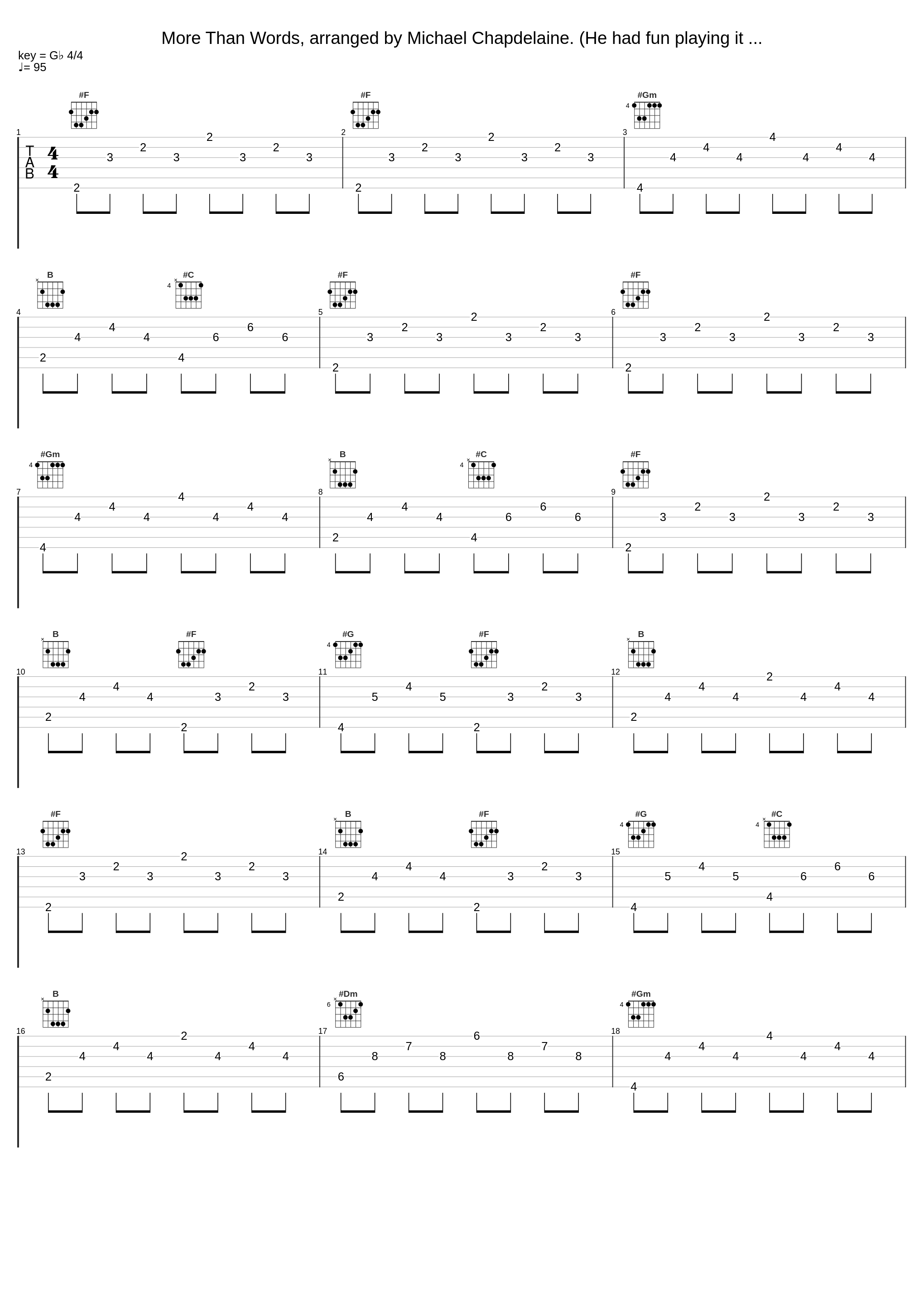 More Than Words, arranged by Michael Chapdelaine. (He had fun playing it ..._郑成河_1
