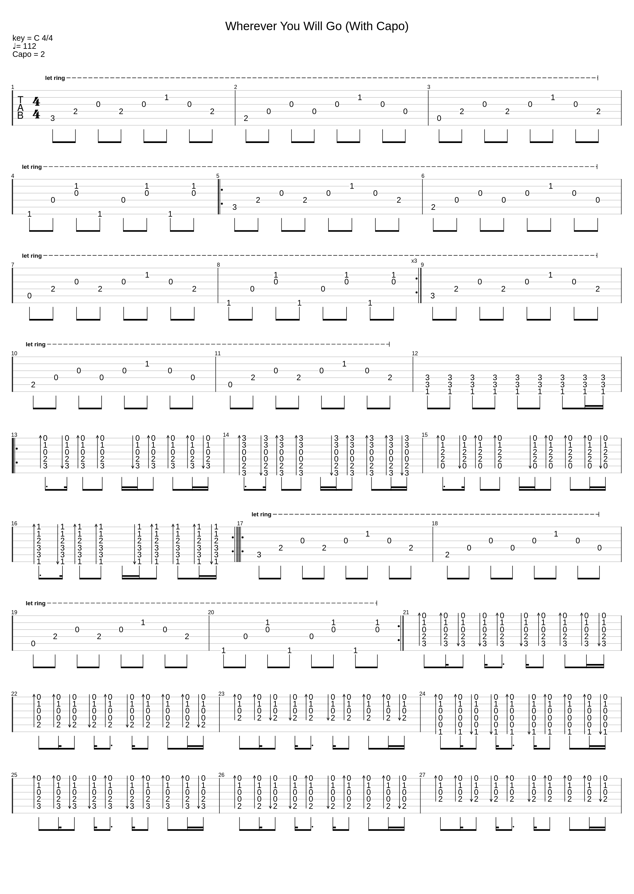 Wherever You Will Go (With Capo)_The Calling_1