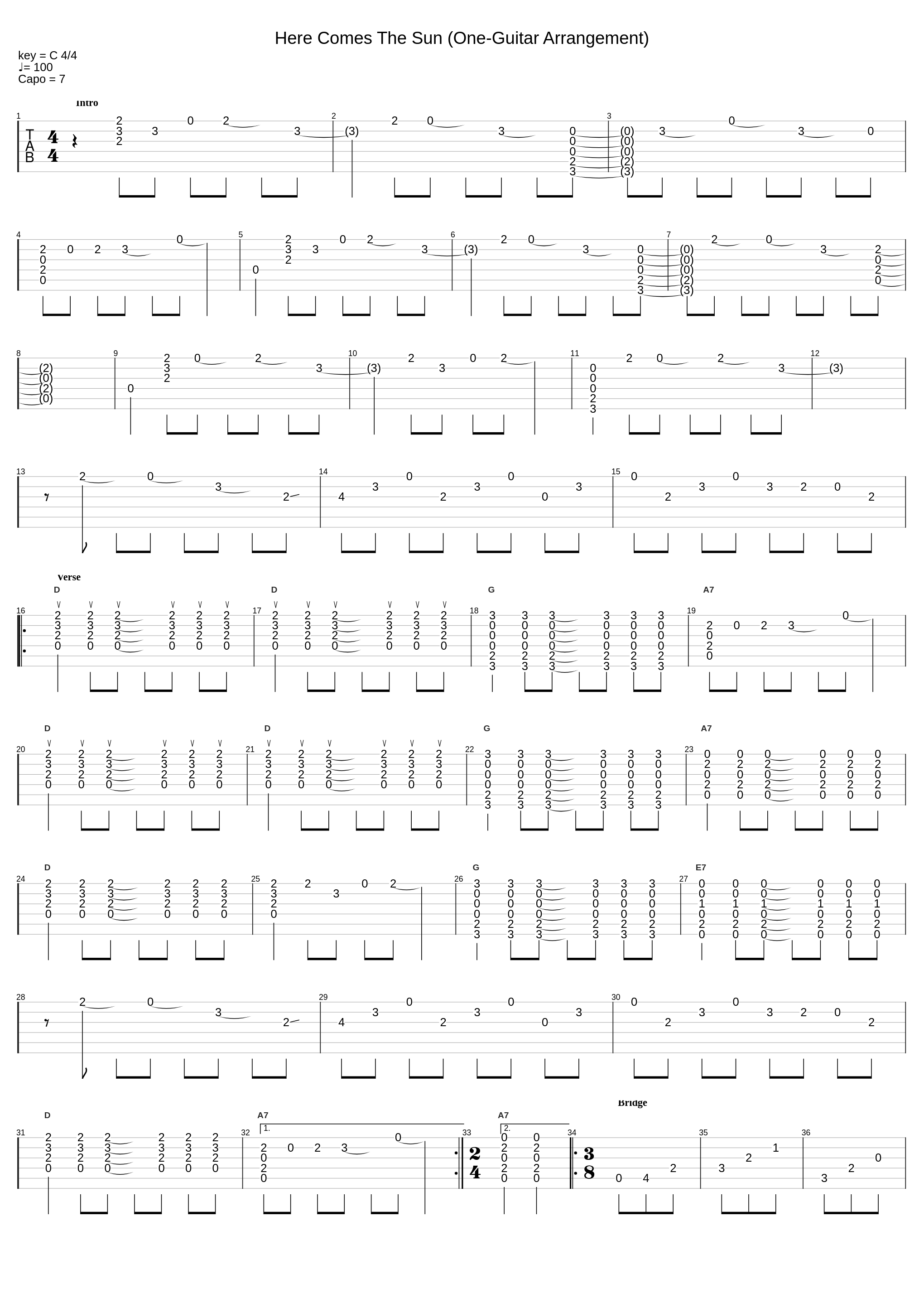 Here Comes The Sun (One-Guitar Arrangement)_The Beatles_1