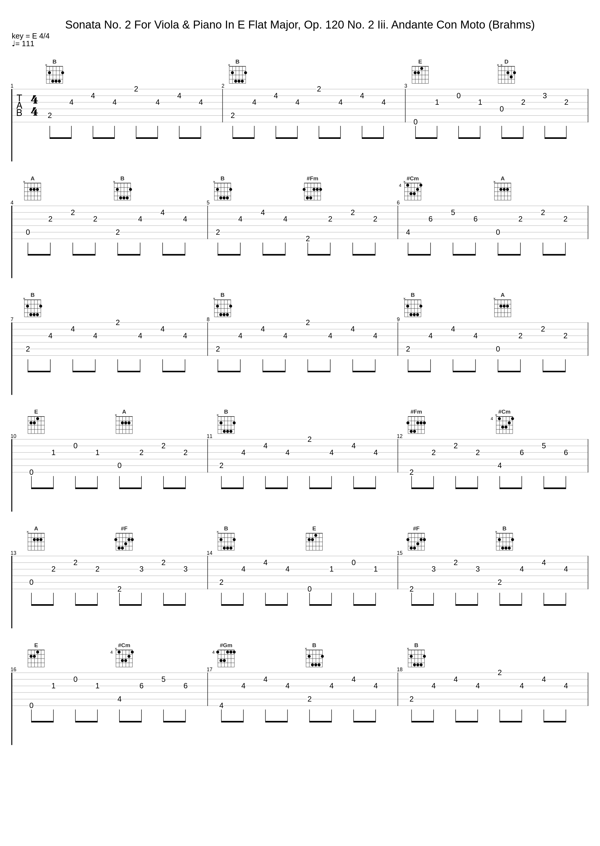 Sonata No. 2 For Viola & Piano In E Flat Major, Op. 120 No. 2 Iii. Andante Con Moto (Brahms)_Classical Artists_1