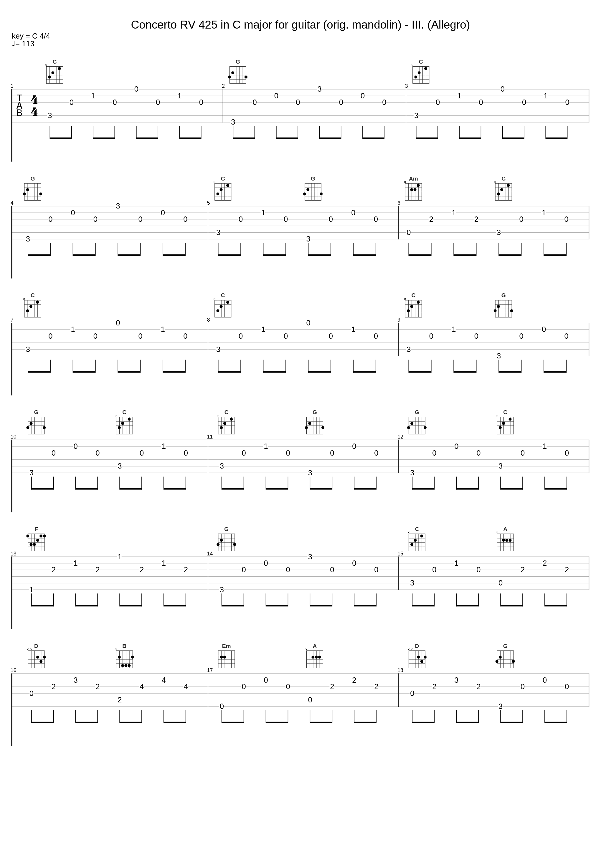 Concerto RV 425 in C major for guitar (orig. mandolin) - III. (Allegro)_Classical Artists_1