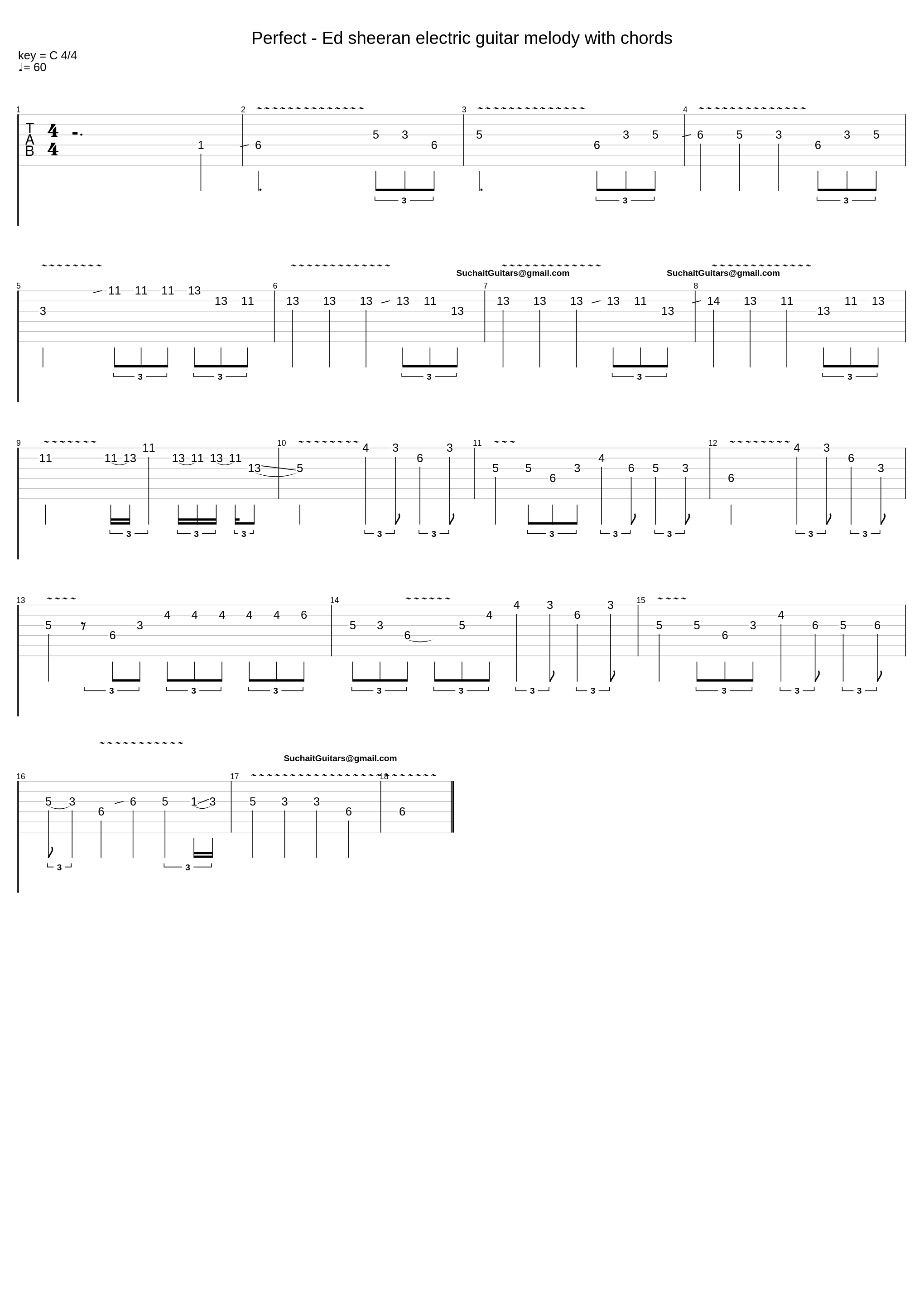 Perfect - Ed sheeran electric guitar melody with chords_Suchaitguitars@Gmail.Com_1