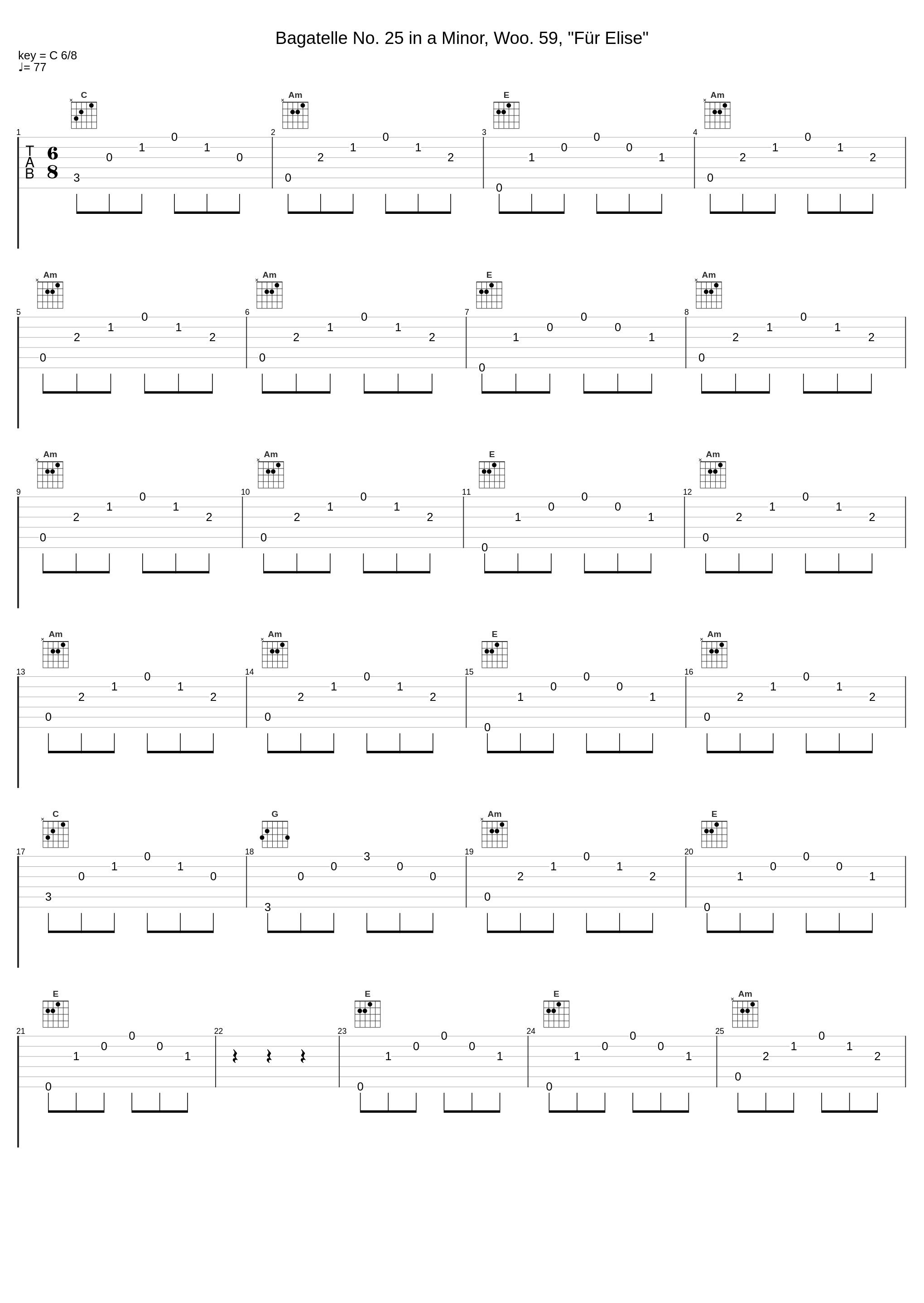 Bagatelle No. 25 in a Minor, Woo. 59, "Für Elise"_Dan Gibson's Solitudes_1