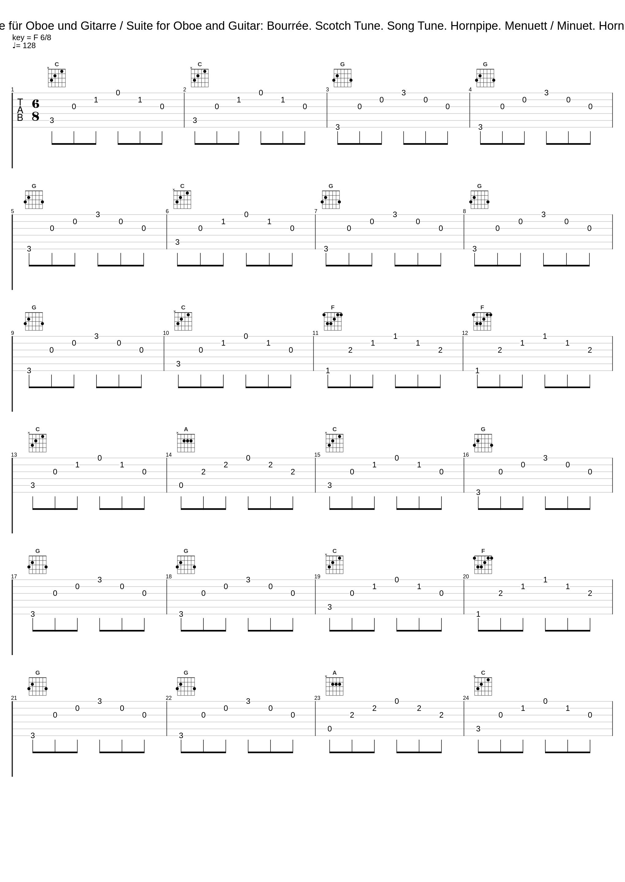 Suite für Oboe und Gitarre / Suite for Oboe and Guitar: Bourrée. Scotch Tune. Song Tune. Hornpipe. Menuett / Minuet. Hornpipe_Siegfried Behrend,Pierre W. Feit_1