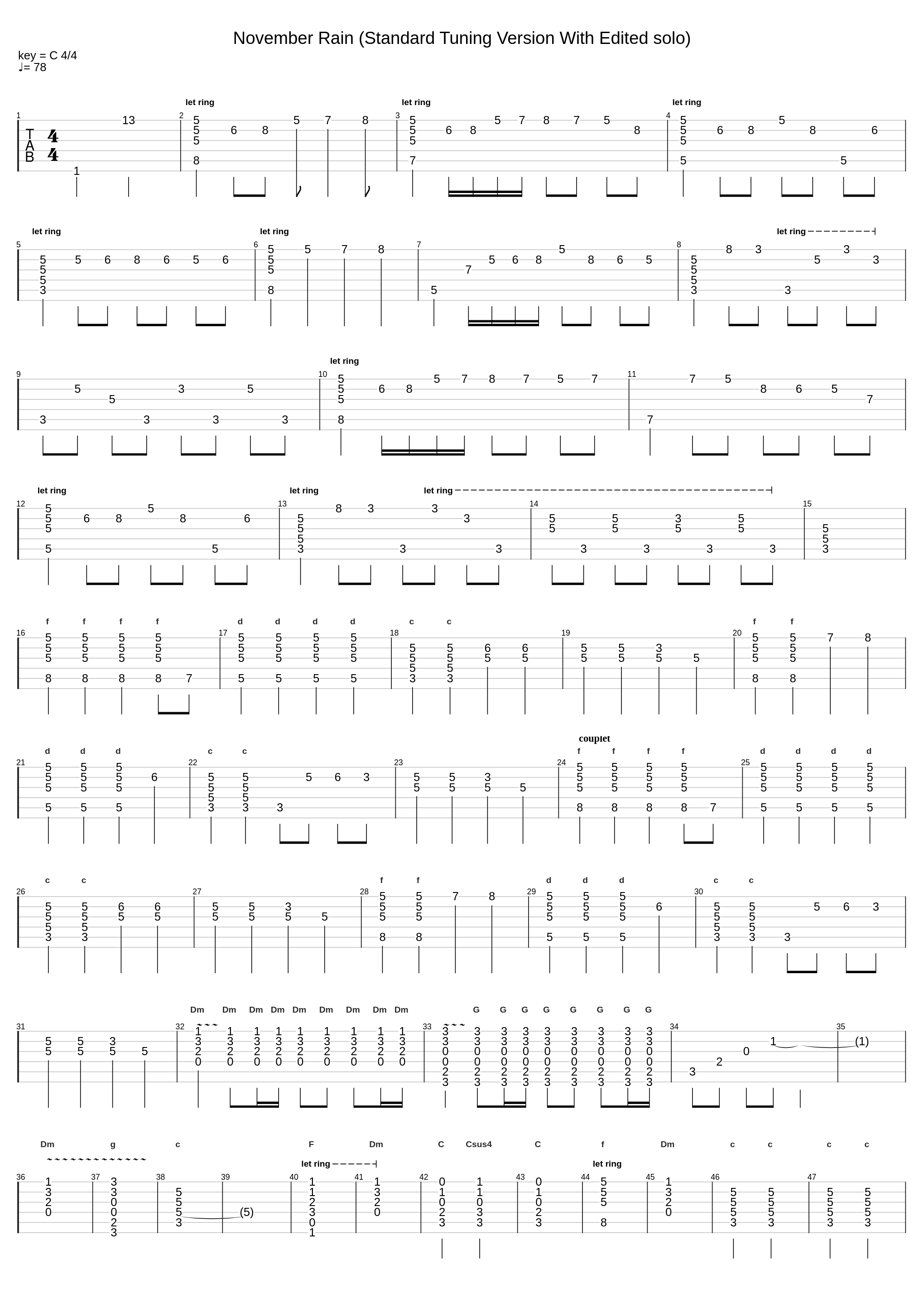 November Rain (Standard Tuning Version With Edited solo)_Guns 'N Roses_1