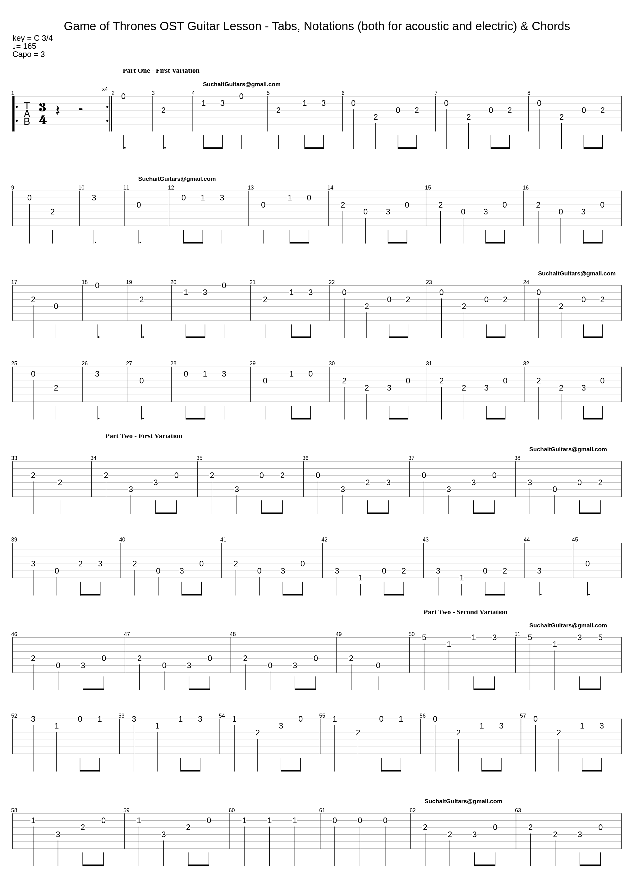 Game of Thrones OST Guitar Lesson - Tabs, Notations (both for acoustic and electric) & Chords_Suchaitguitars@Gmail.Com_1