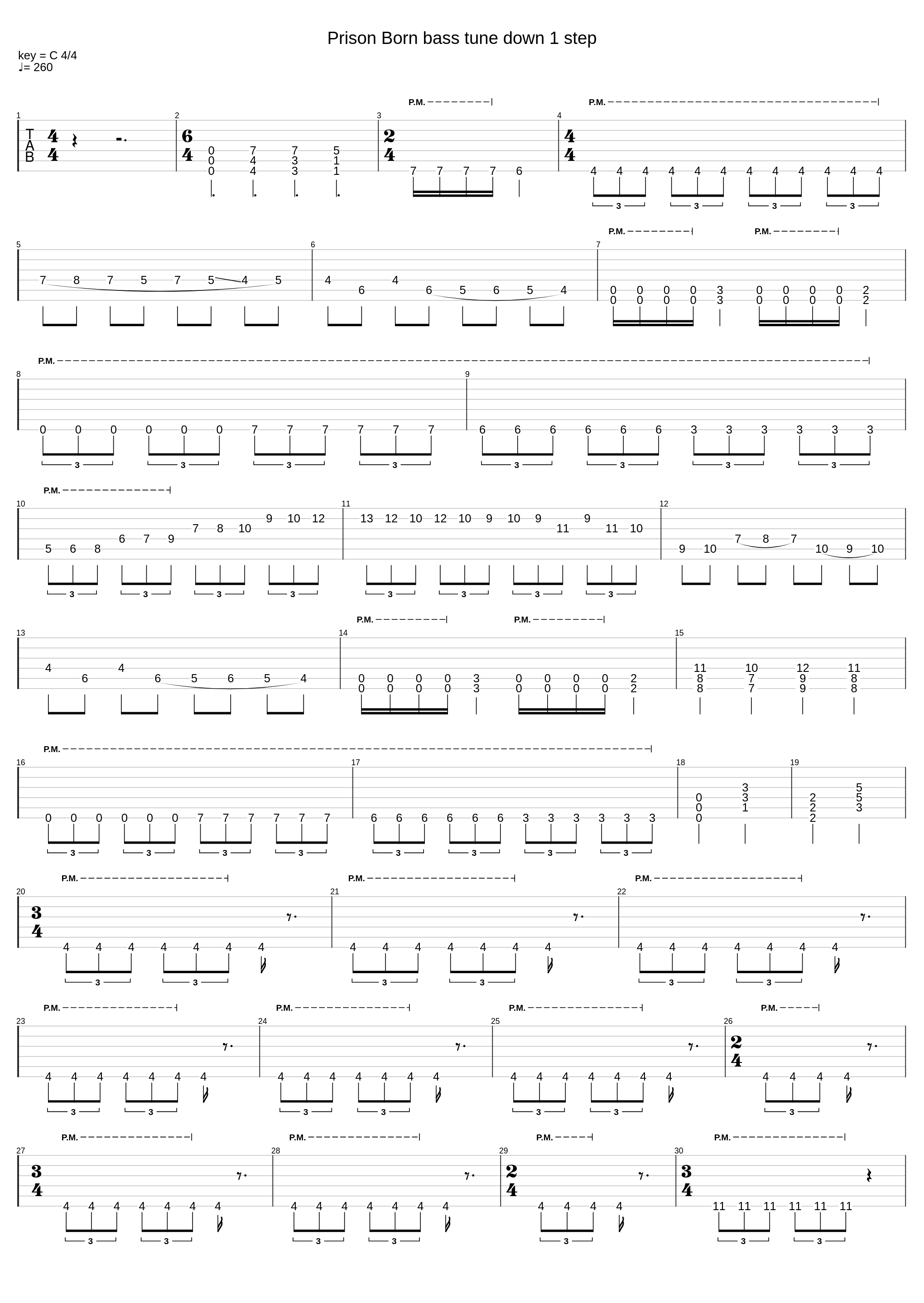 Prison Born bass tune down 1 step_Guitar Pro Tab The Faceless_1