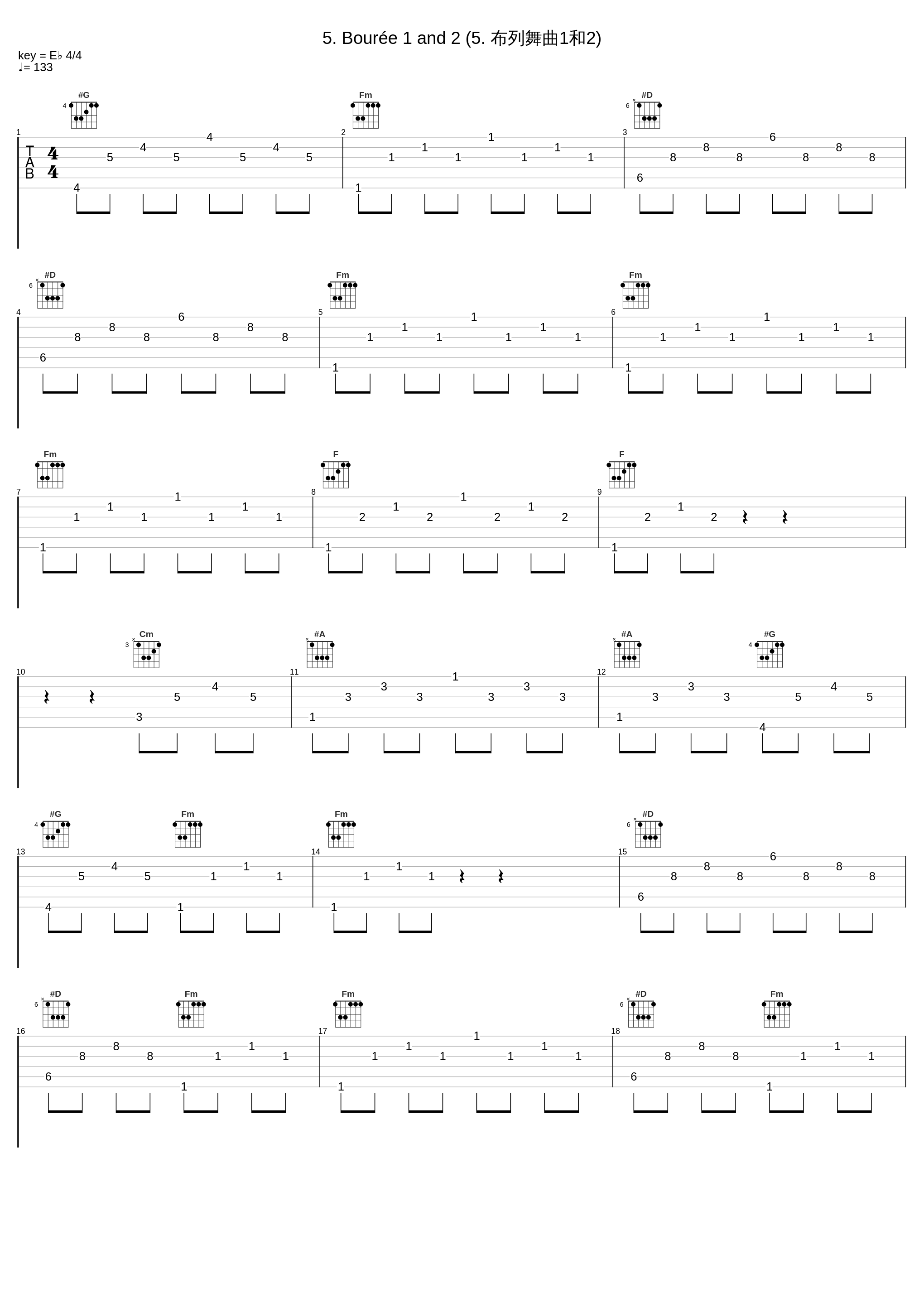 5. Bourée 1 and 2 (5. 布列舞曲1和2)_Mary Costanza_1