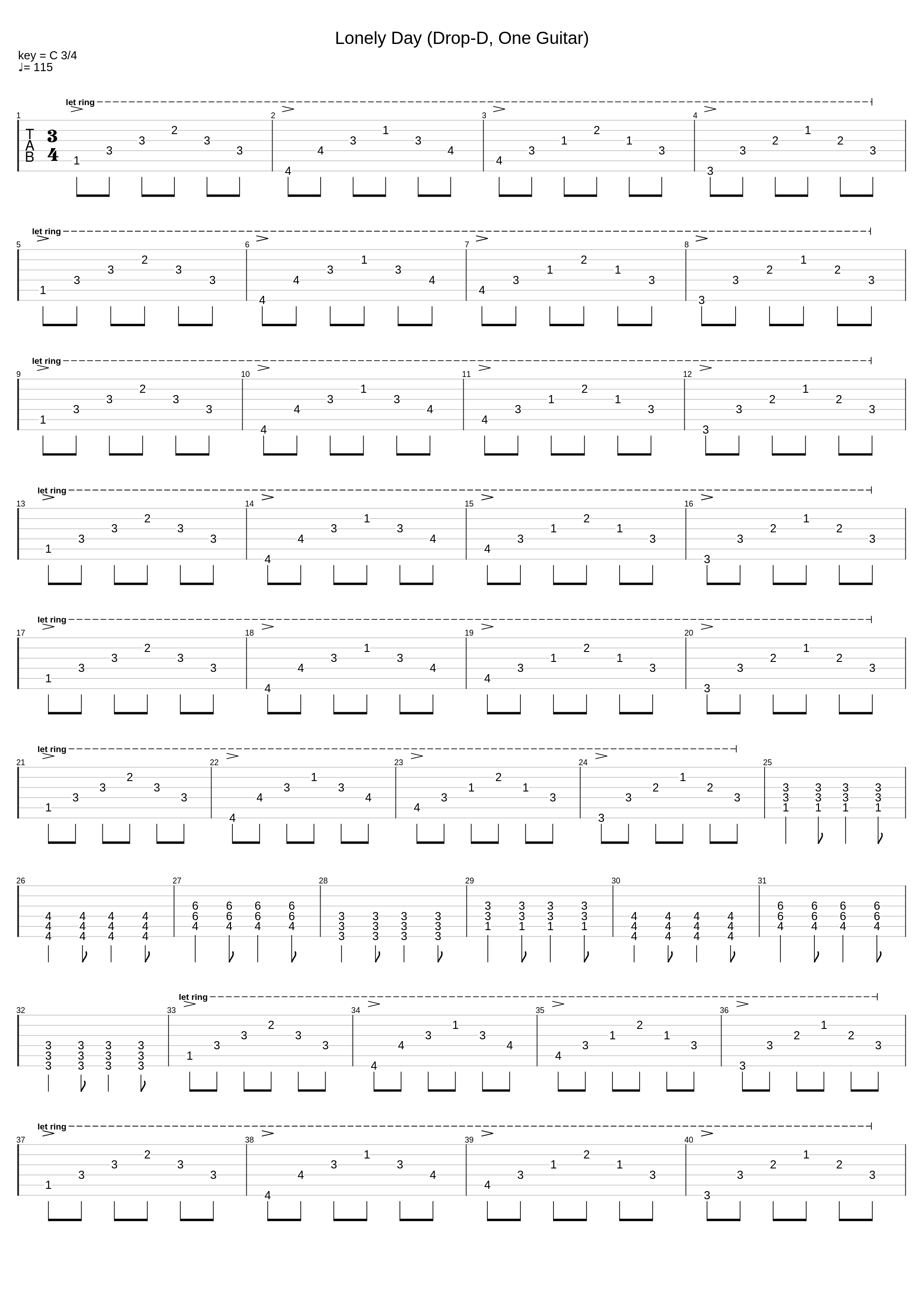 Lonely Day (Drop-D, One Guitar)_System of a Down_1