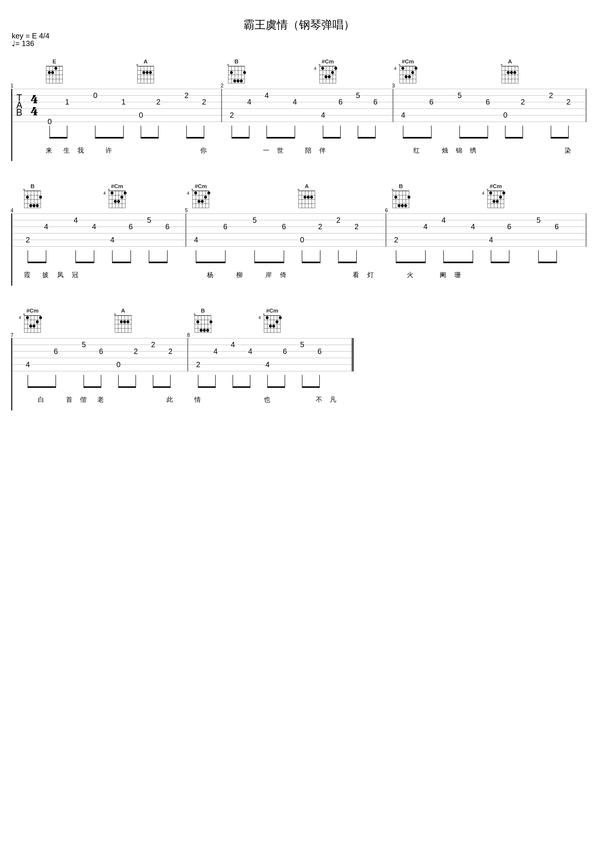 霸王虞情（钢琴弹唱）_执素兮_1