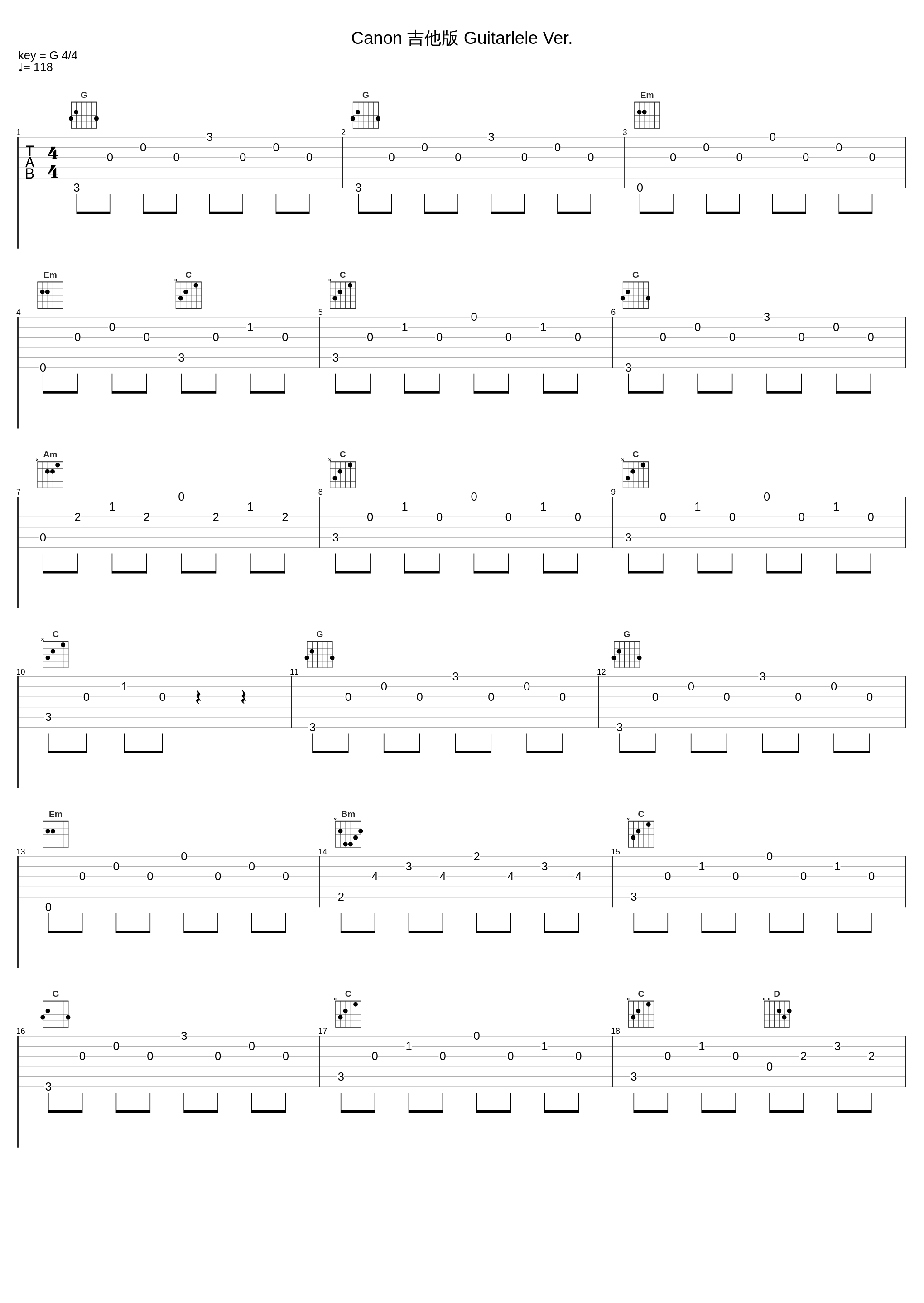 Canon 吉他版 Guitarlele Ver._郑成河_1