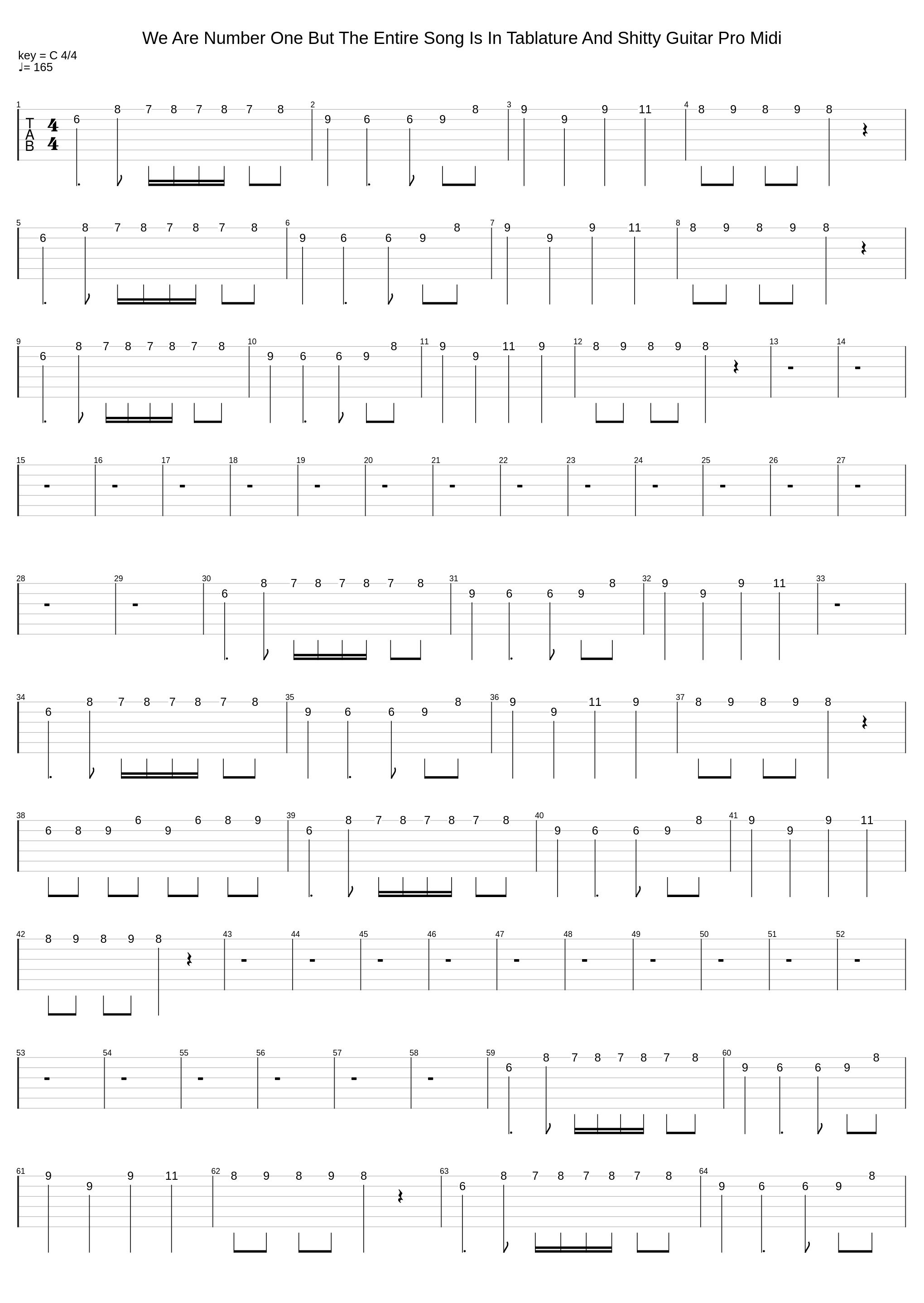 We Are Number One But The Entire Song Is In Tablature And Shitty Guitar Pro Midi_Lazytown_1