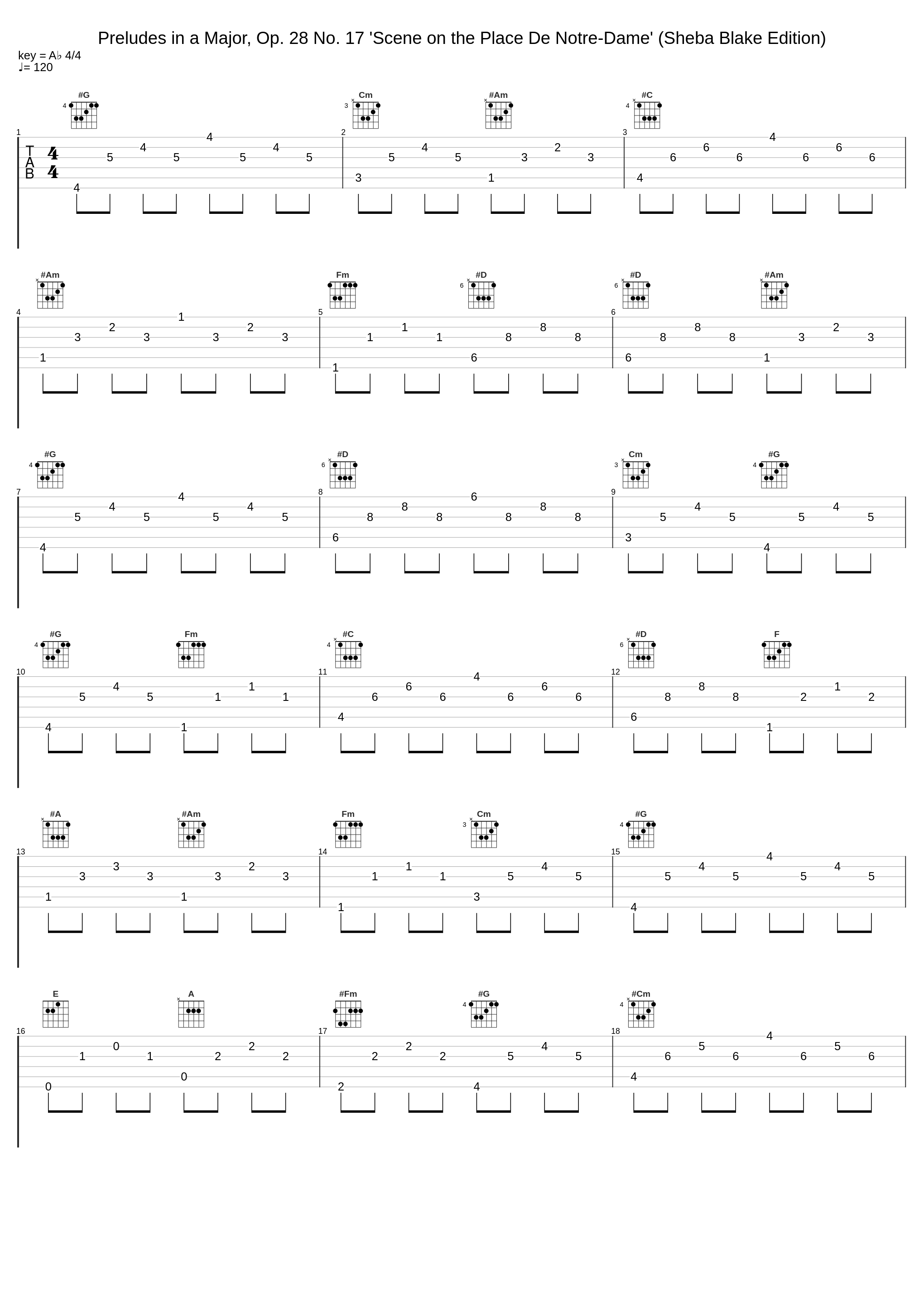 Preludes in a Major, Op. 28 No. 17 'Scene on the Place De Notre-Dame' (Sheba Blake Edition)_Frédéric Chopin_1