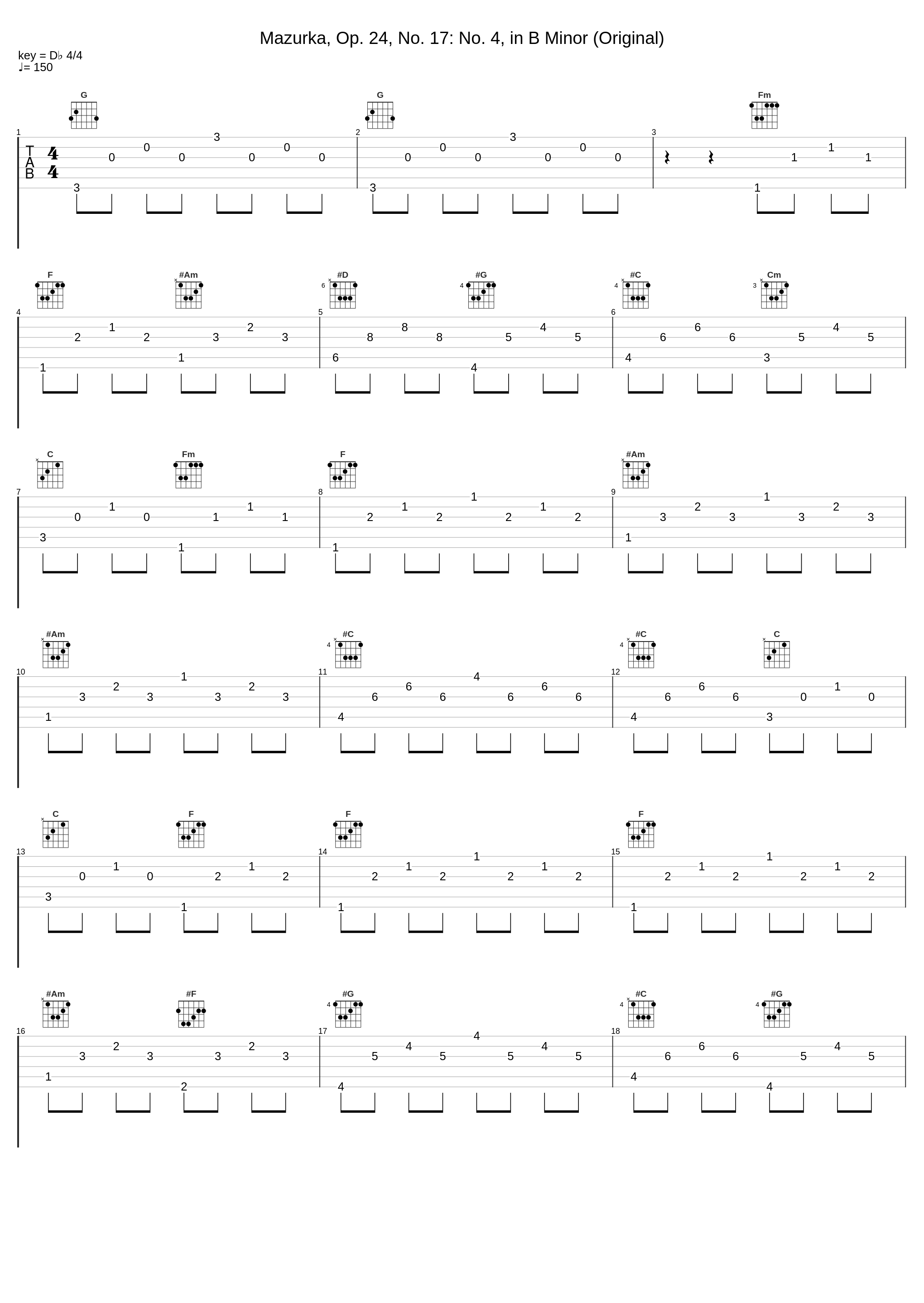 Mazurka, Op.  24, No. 17: No. 4, in B Minor (Original)_Frédéric Chopin_1