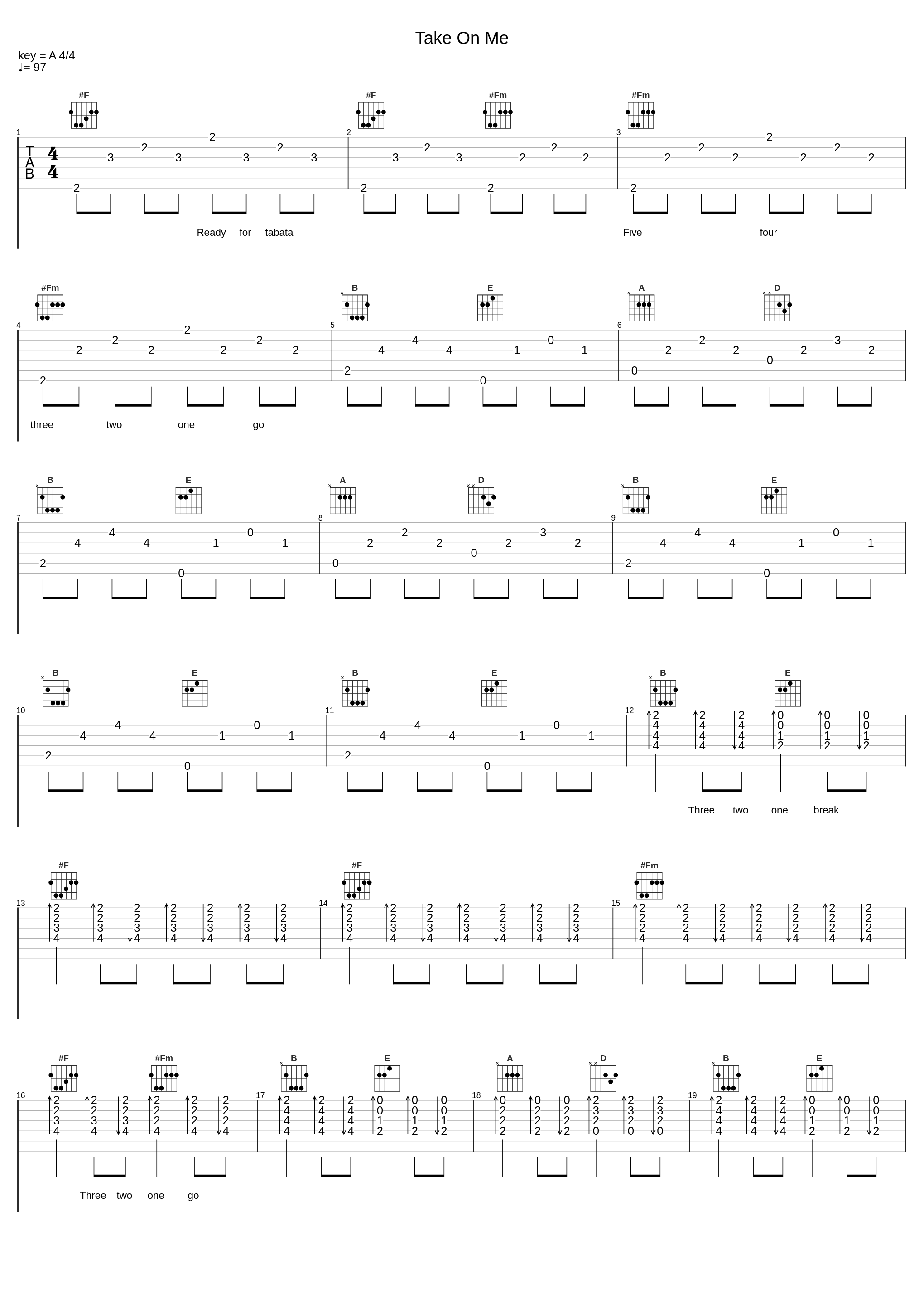 Take On Me_Tabata Music_1