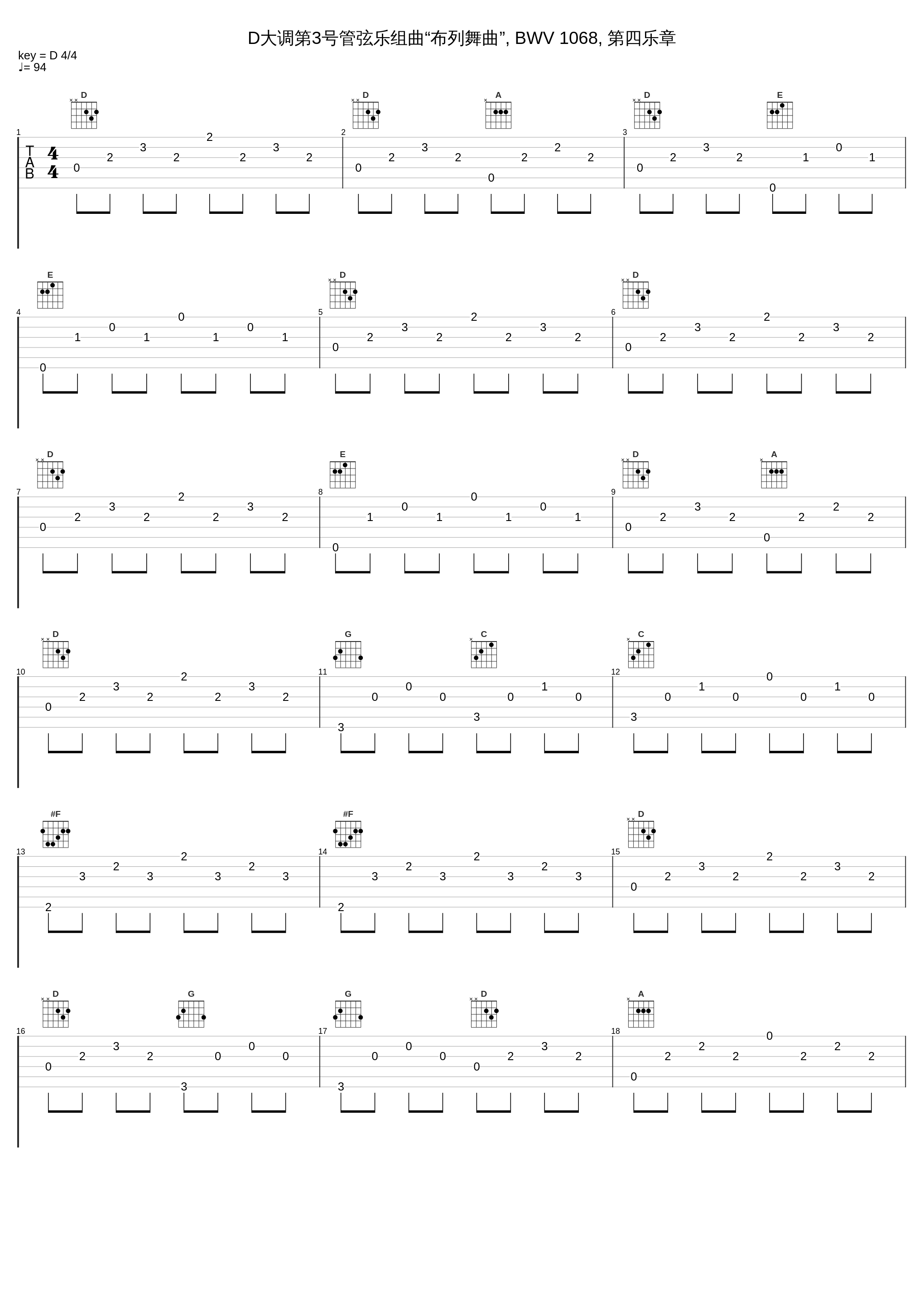 D大调第3号管弦乐组曲“布列舞曲”, BWV 1068, 第四乐章_Wendy Anderson,Johann Sebastian Bach_1