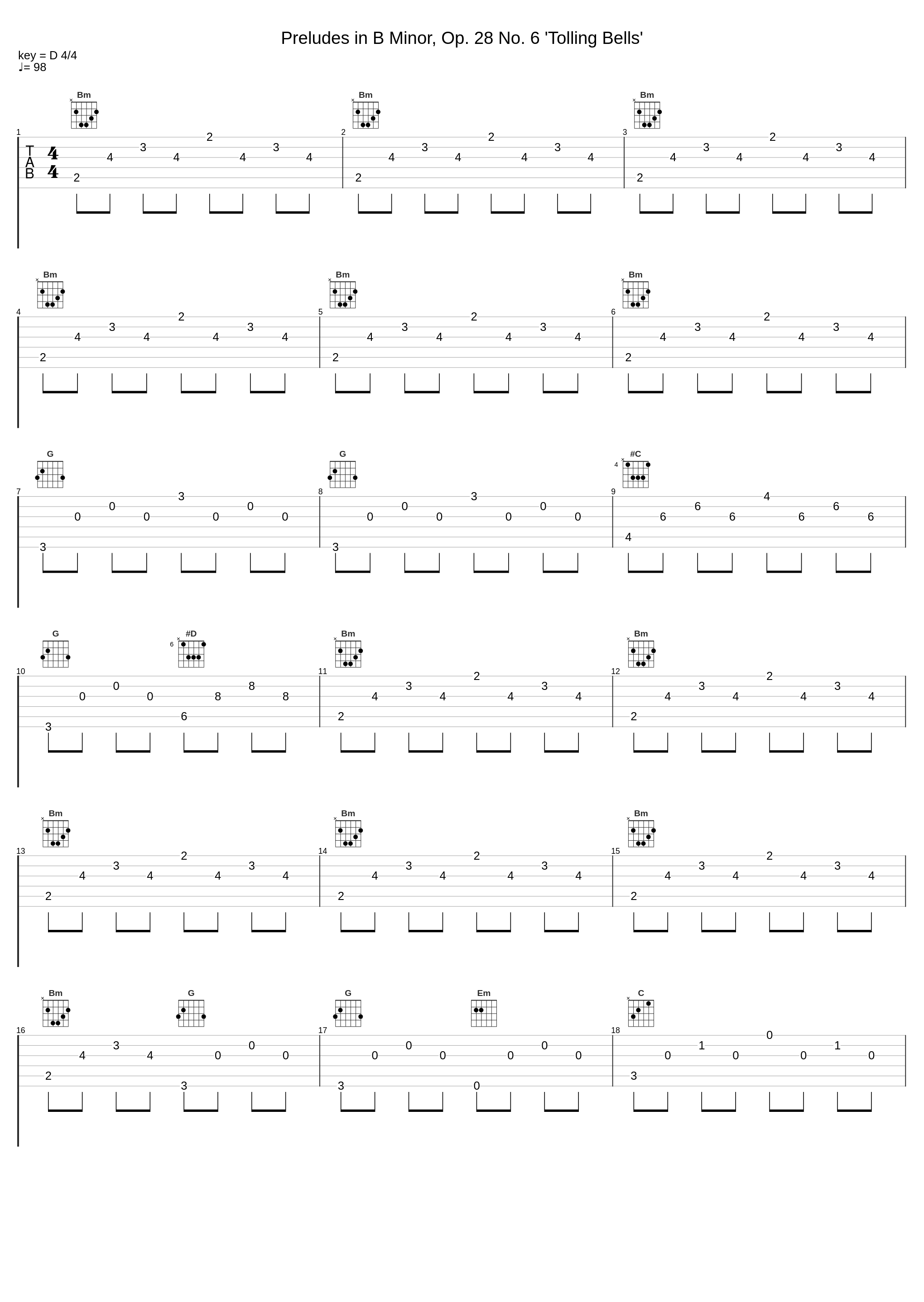 Preludes in B Minor, Op. 28 No. 6 'Tolling Bells'_Frédéric Chopin_1
