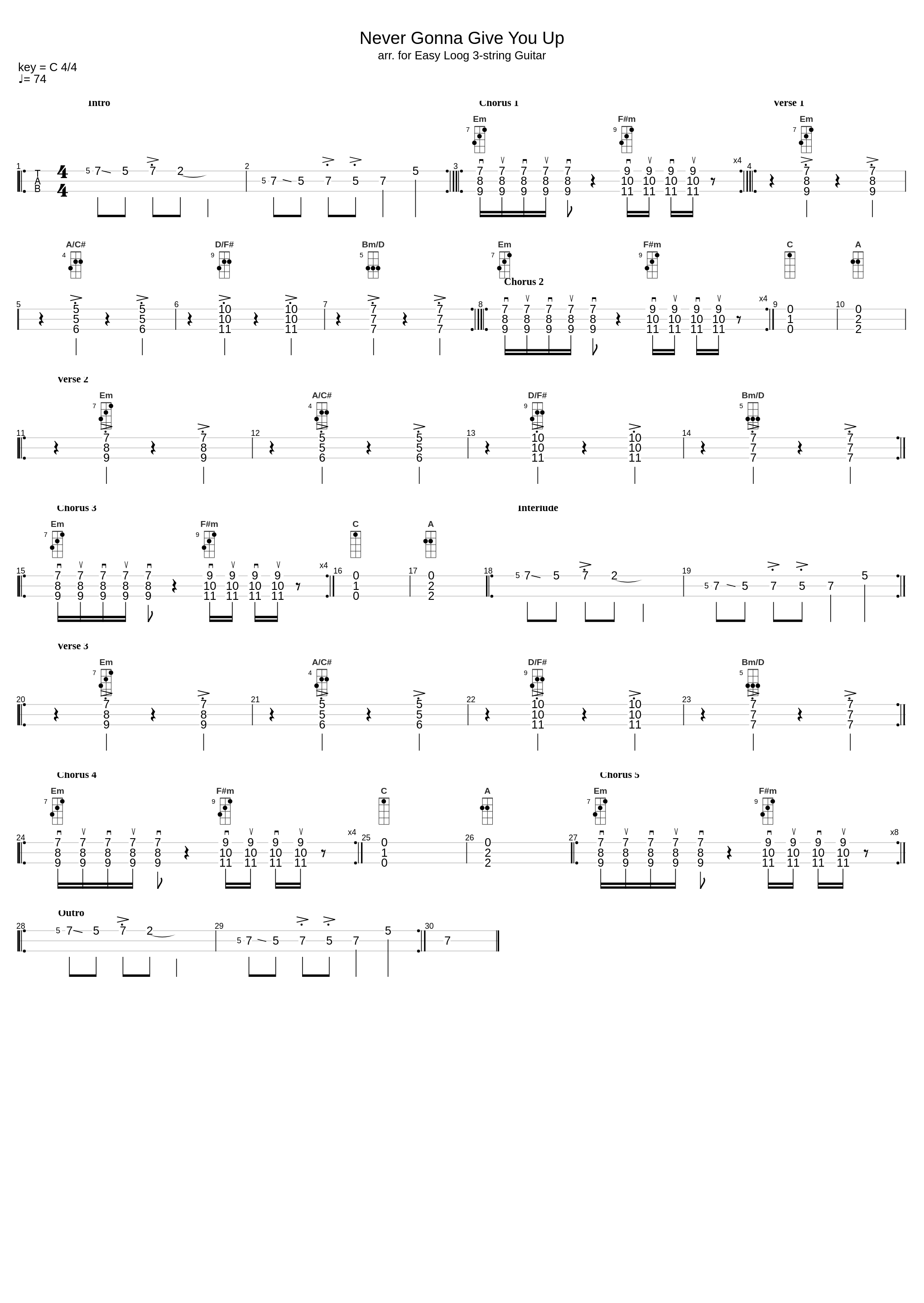 Never Gonna Give You Up (arr. for 3-string Loog guitar)_Black Keys_1