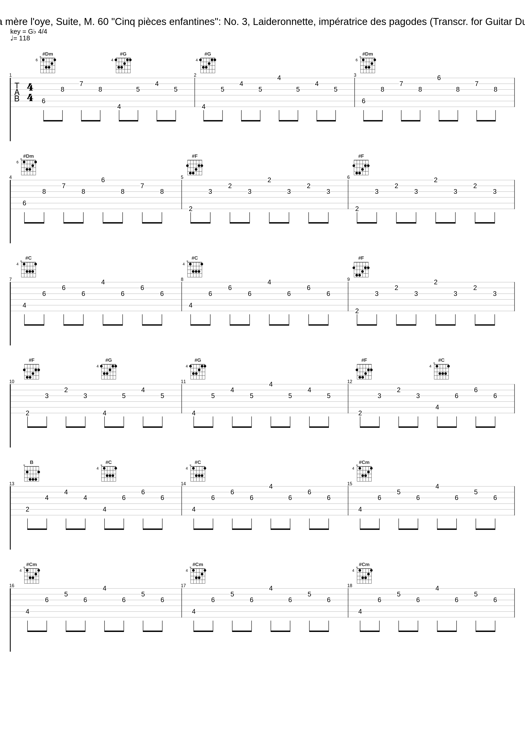 Ma mère l'oye, Suite, M. 60 "Cinq pièces enfantines": No. 3, Laideronnette, impératrice des pagodes (Transcr. for Guitar Duo)_Davide Giovanni Tomasi,Marco Musso_1