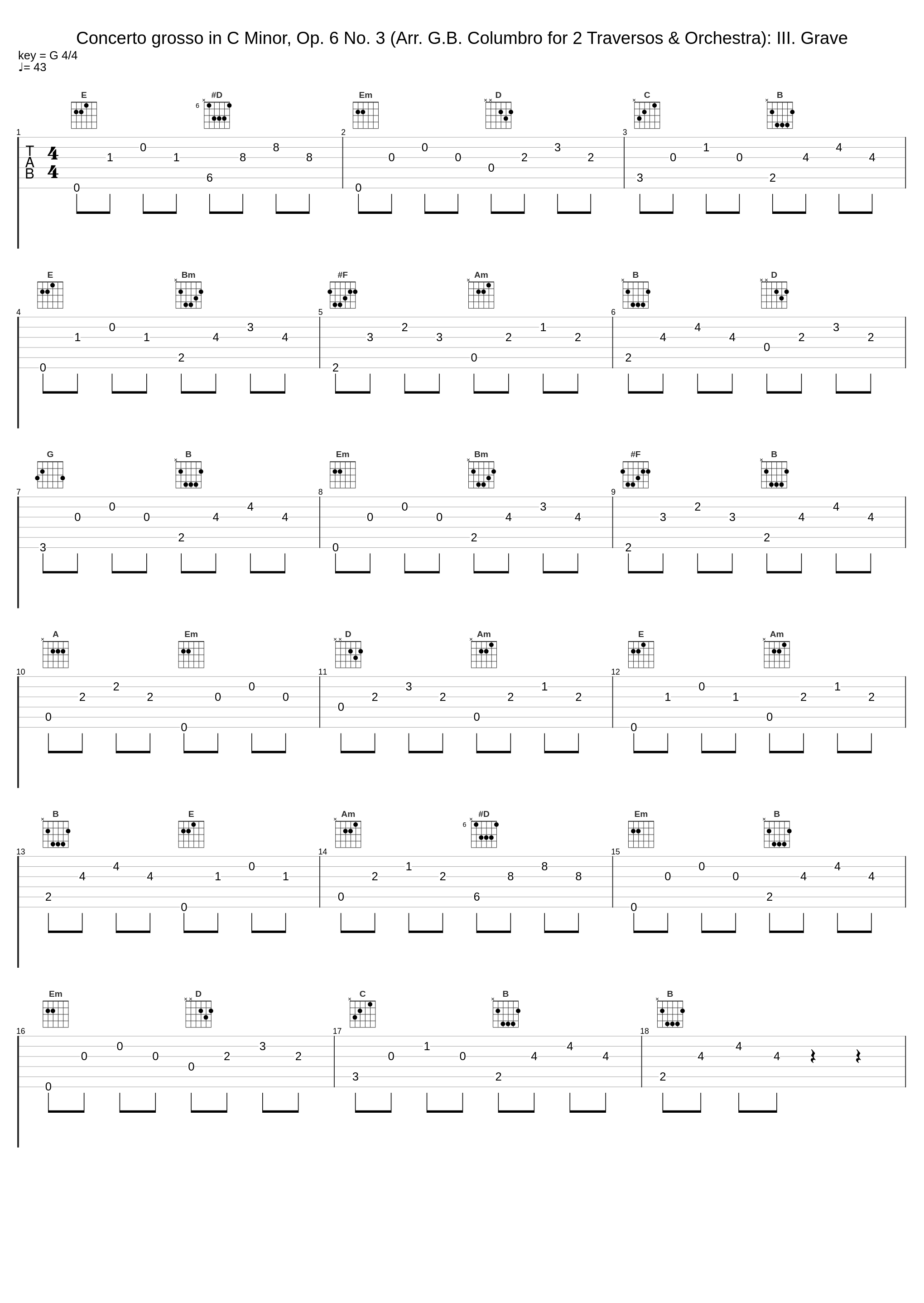 Concerto grosso in C Minor, Op. 6 No. 3 (Arr. G.B. Columbro for 2 Traversos & Orchestra): III. Grave_Giovanni Battista Columbro,Orchestra Barocca di Cremona_1
