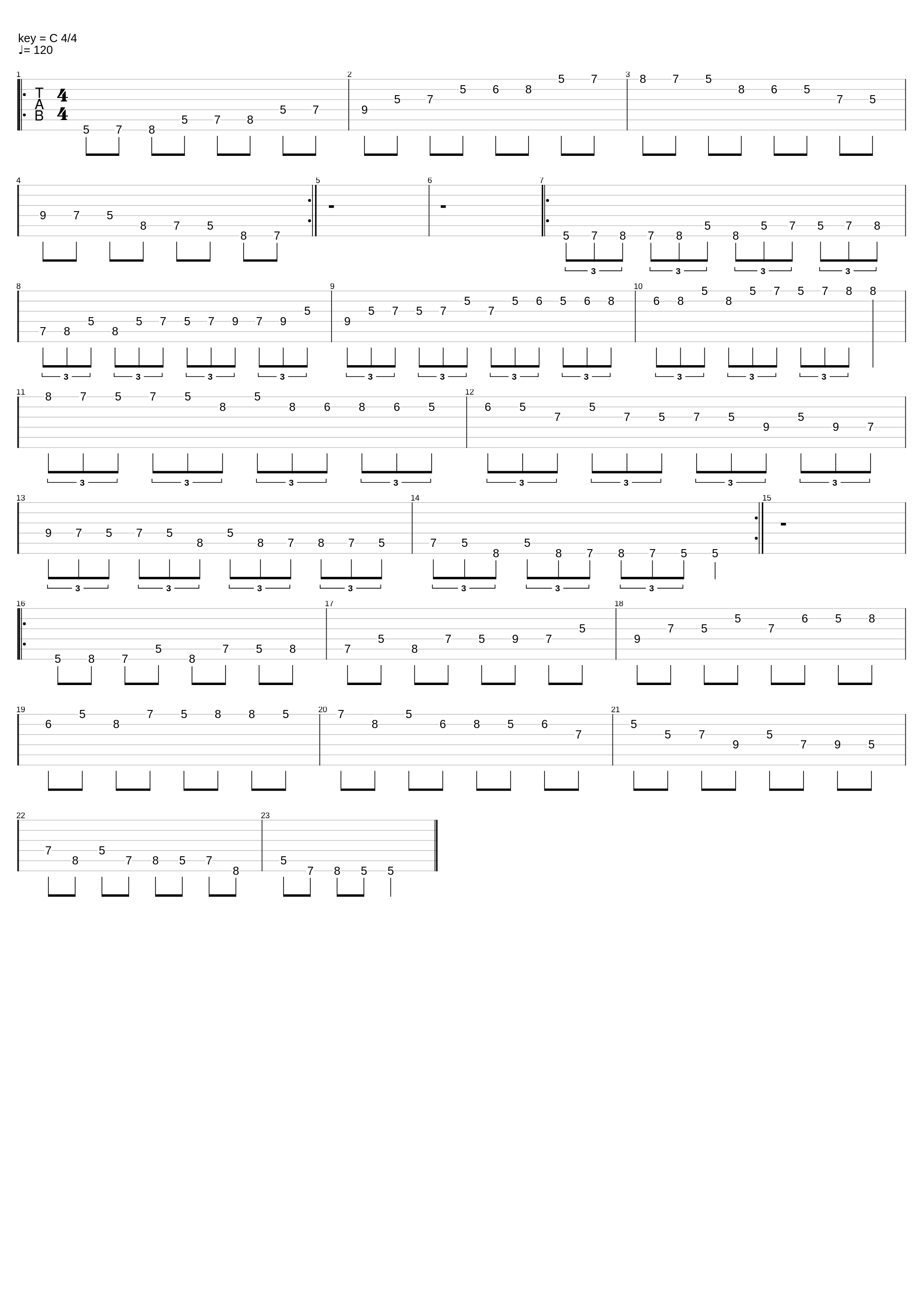 C MAJ - 4 Pozisyon - Natural - Atlamalı - 3lemeli_Gitar Koçu_1