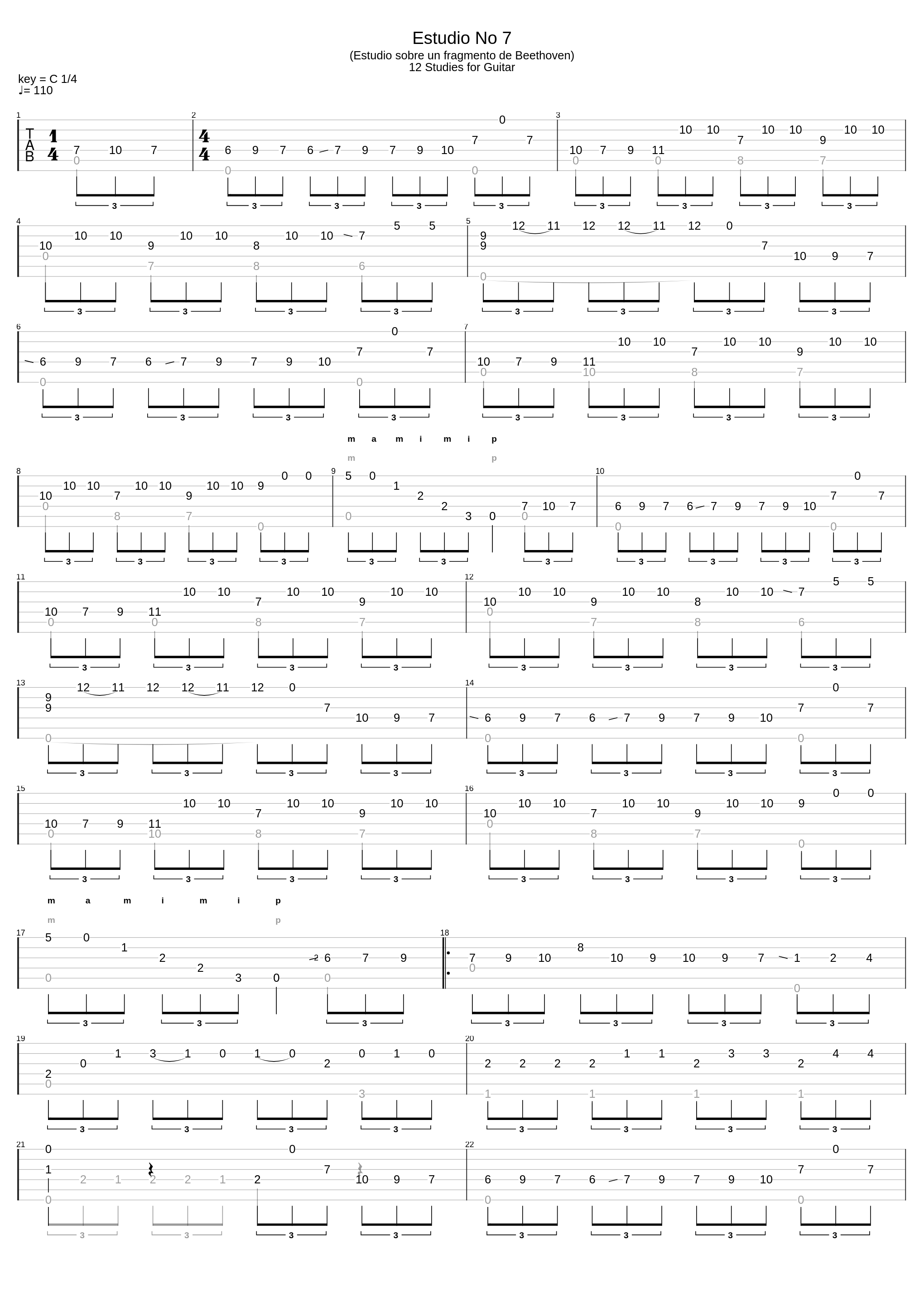 Estudio No 7 (Estudio sobre un fragmento de Beethoven)_Francisco Tarrega_1