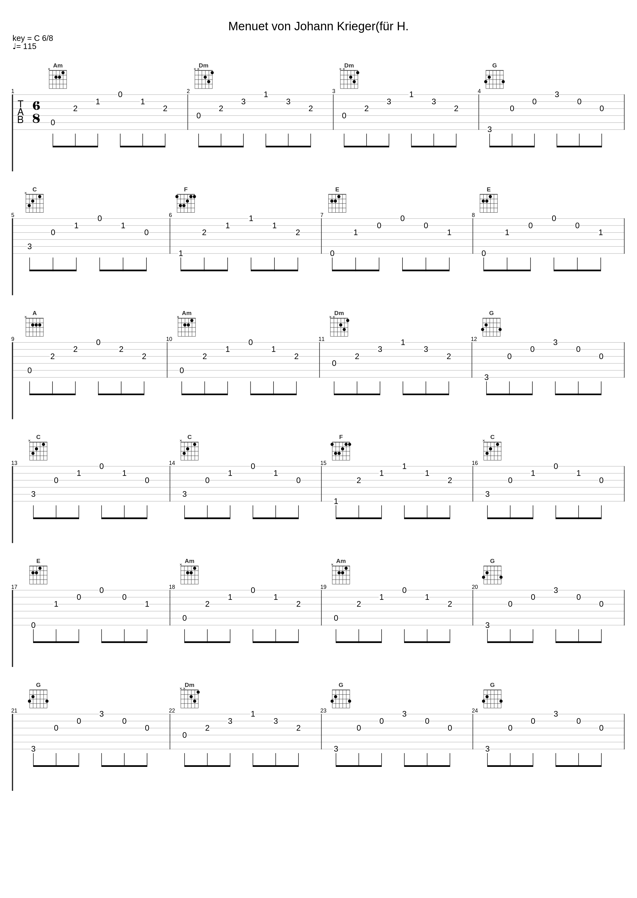 Menuet von Johann Krieger(für H._Sagittarius_1