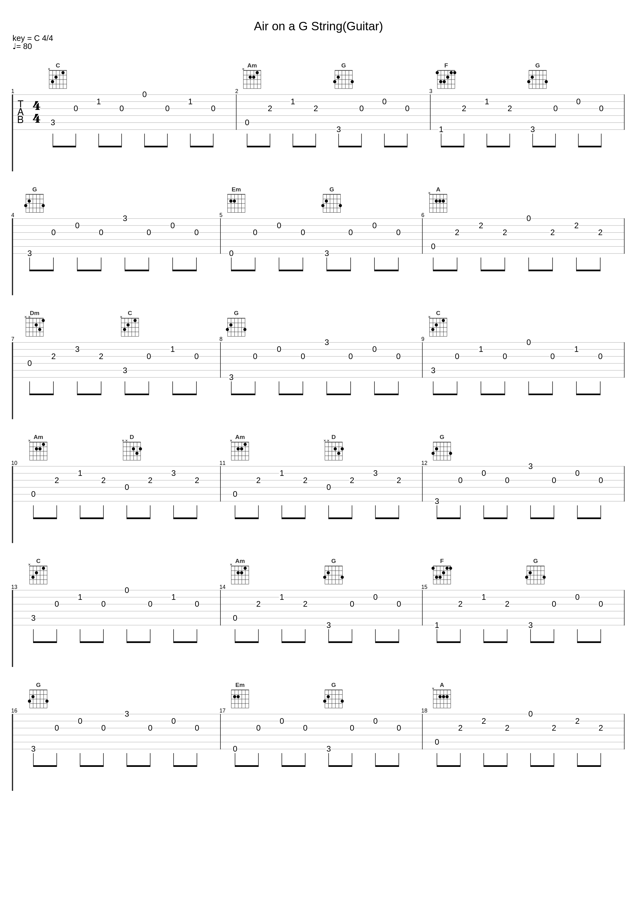 Air on a G String(Guitar)_pachelbel canon,Johann Pachelbel,Canon in D Piano_1