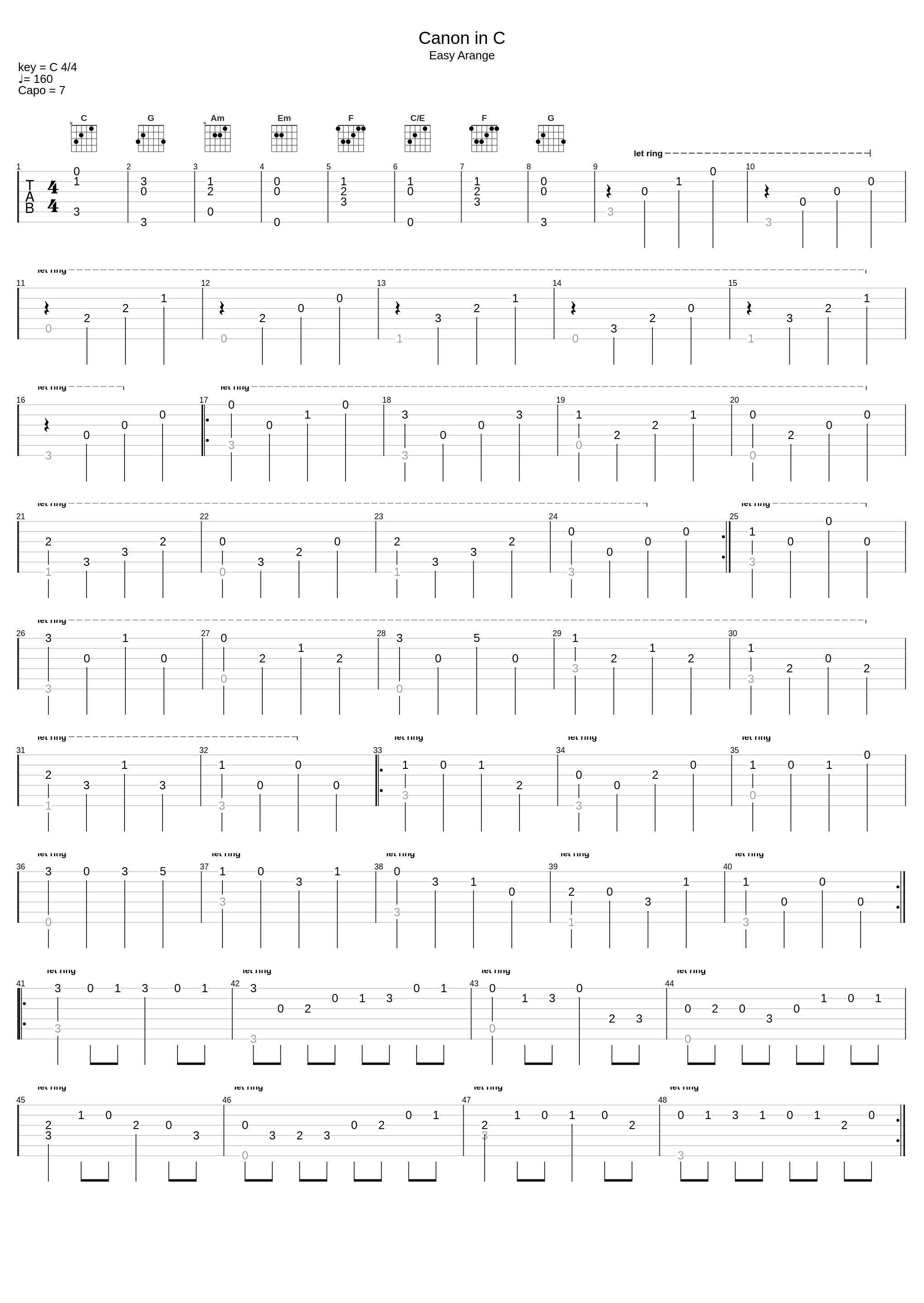 Canon With Capo In 7 Fret_Pachelbel_1