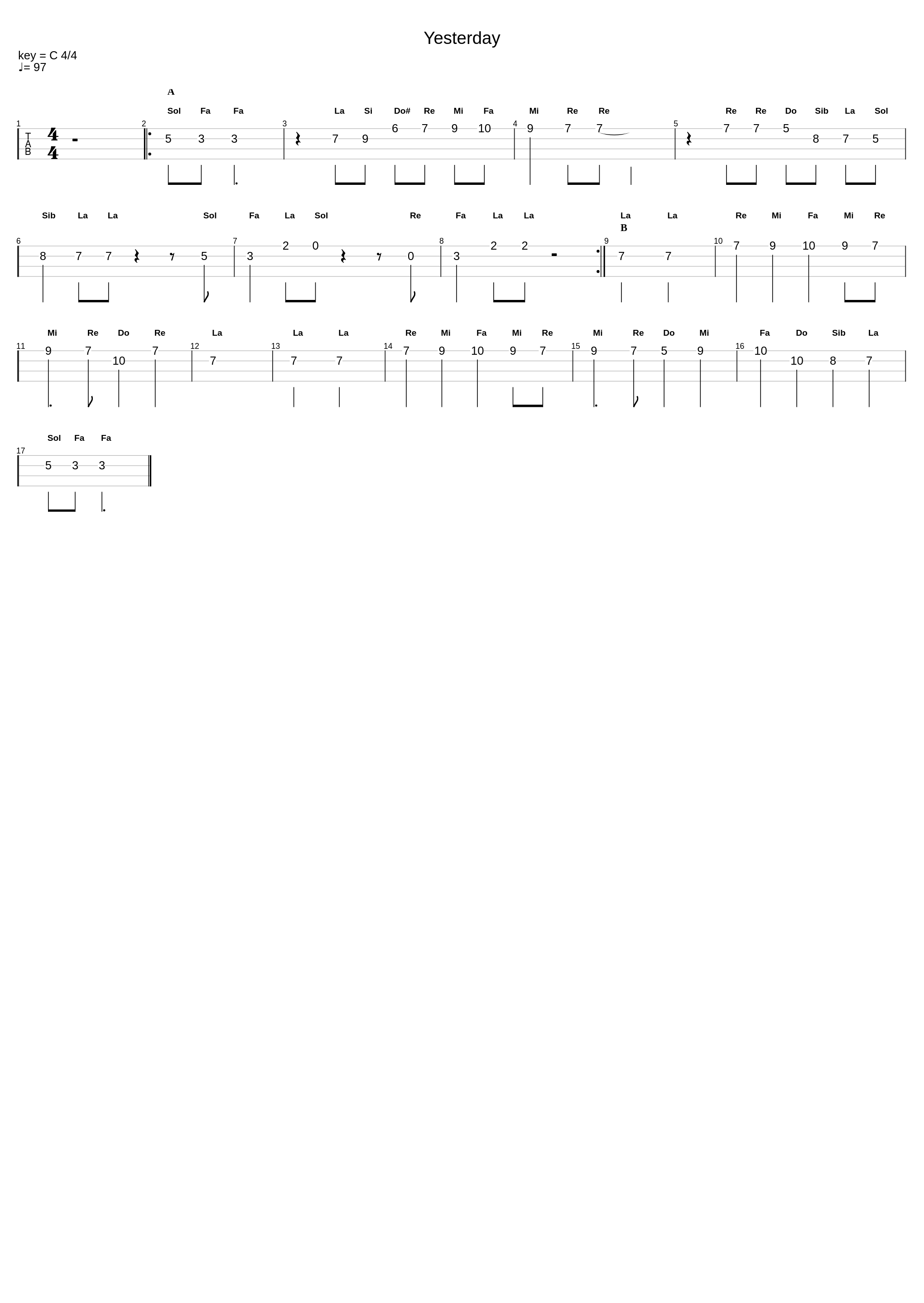 Yesterday Melodía Bajo_Clase De Música_1