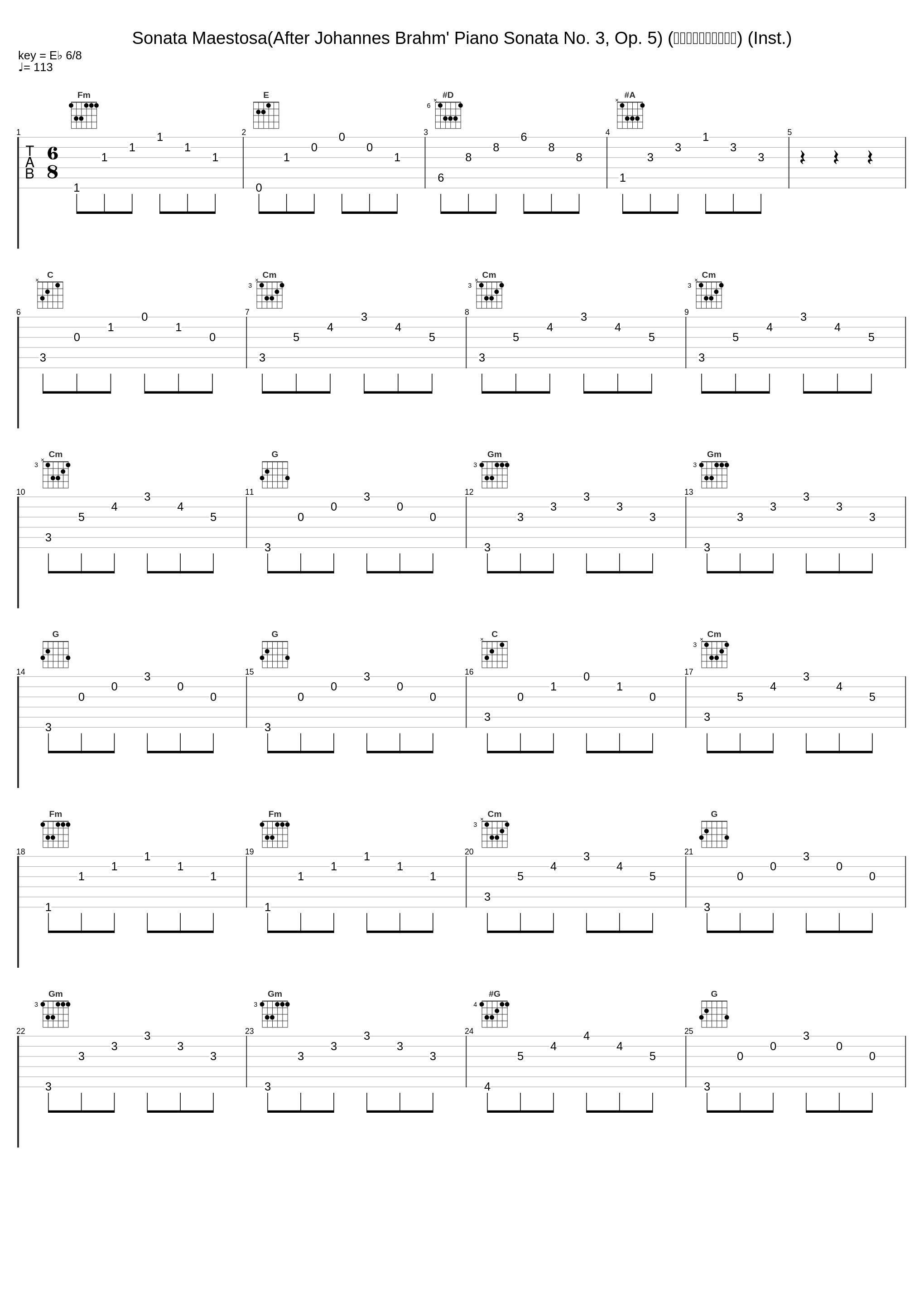 Sonata Maestosa(After Johannes Brahm' Piano Sonata No. 3, Op. 5) (庄严的勃拉姆斯奏鸣曲) (Inst.)_Maksim_1