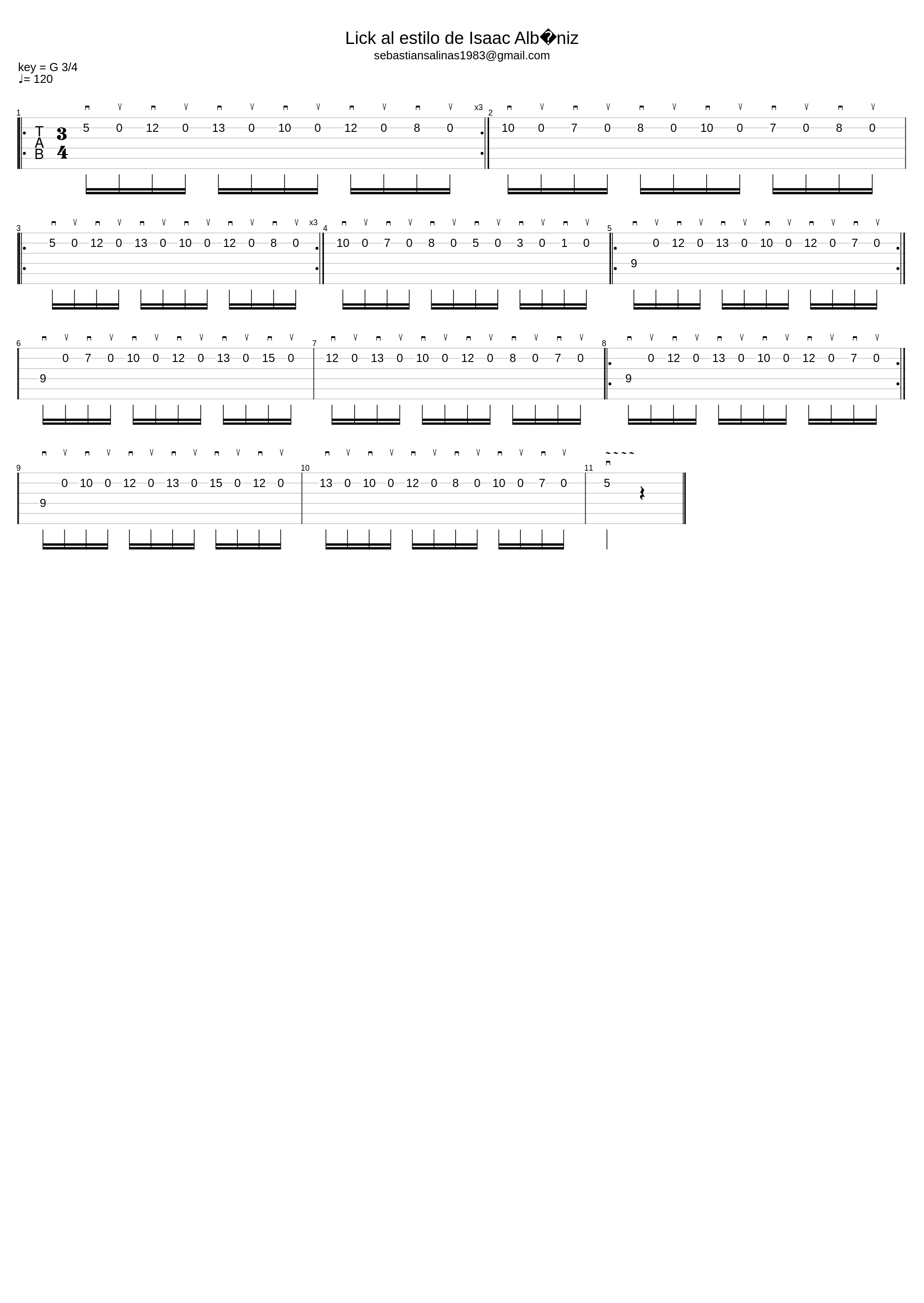 Isaac Albeniz Lick - Tab by Sebastian Salinas - sebastiansalinasguitarra.com_Isaac Albéniz_1