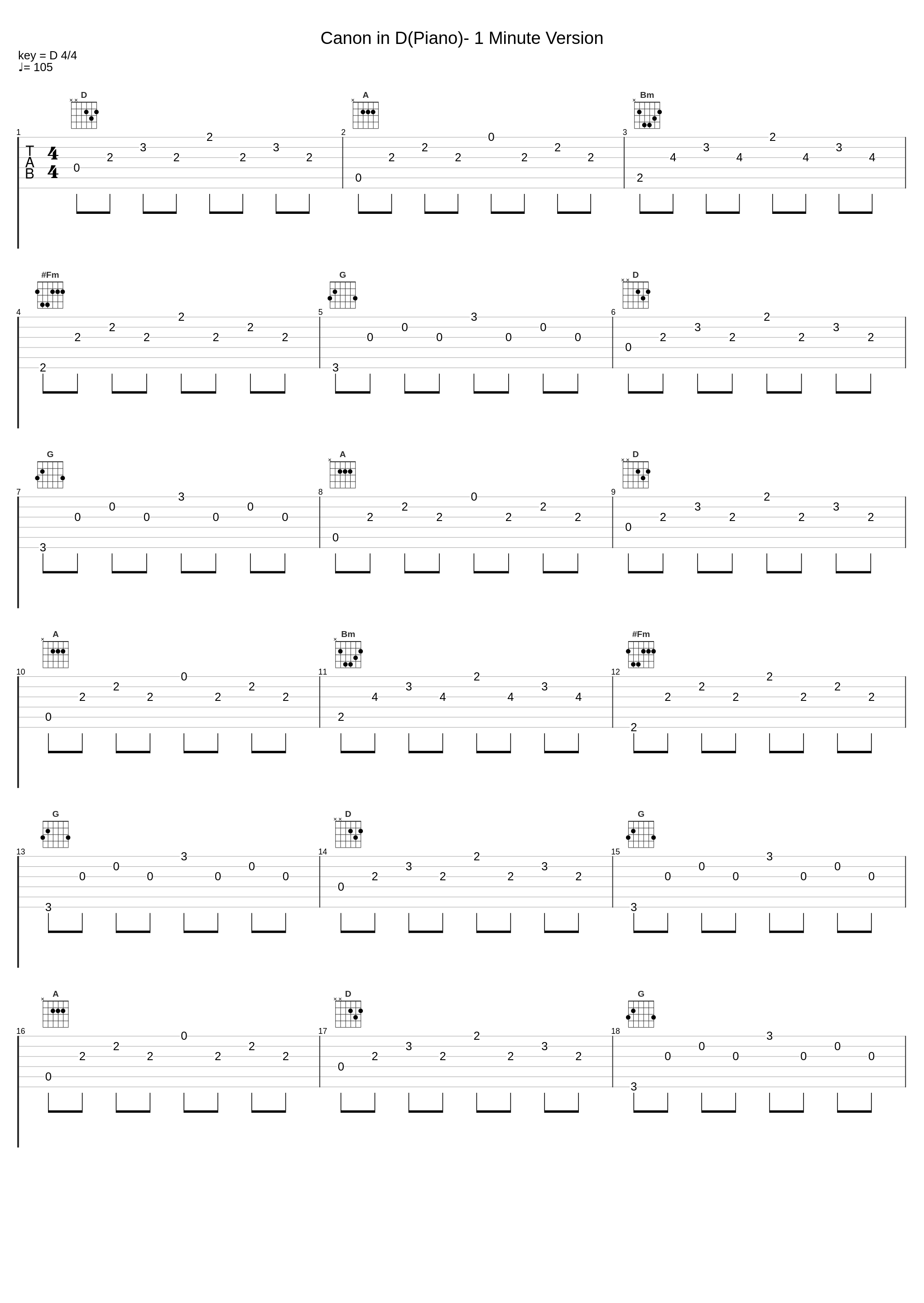 Canon in D(Piano)- 1 Minute Version_pachelbel canon,Johann Pachelbel,Canon in D Piano_1