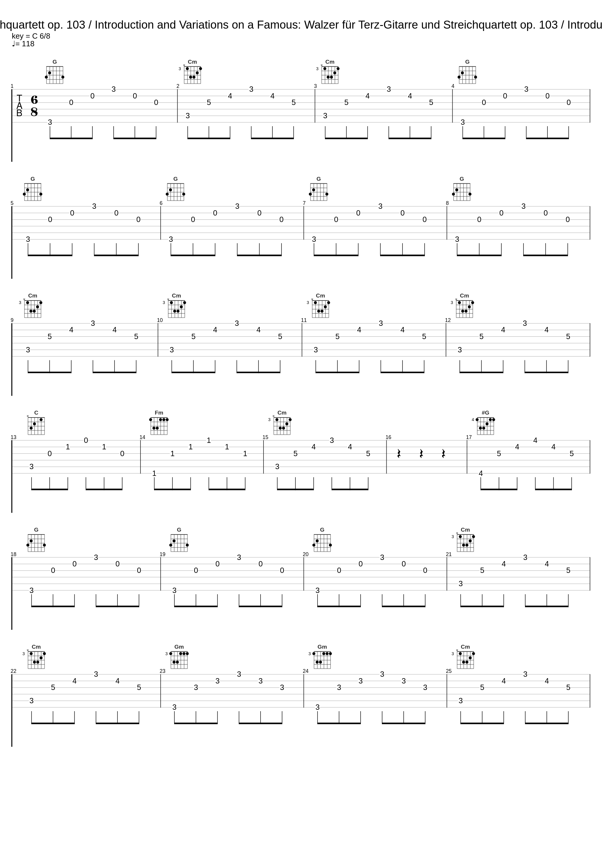 Walzer für Terz-Gitarre und Streichquartett op. 103 / Introduction and Variations on a Famous: Walzer für Terz-Gitarre und Streichquartett op. 103 / Introduction and Variations on a Famous_Siegfried Behrend_1