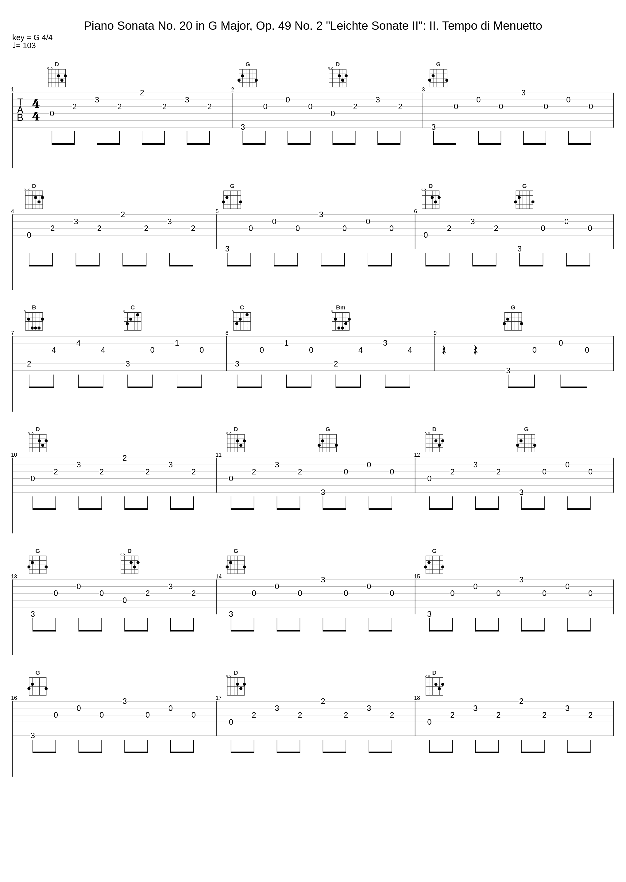 Piano Sonata No. 20 in G Major, Op. 49 No. 2 "Leichte Sonate II": II. Tempo di Menuetto_Ludwig van Beethoven,Mélodie Zhao_1