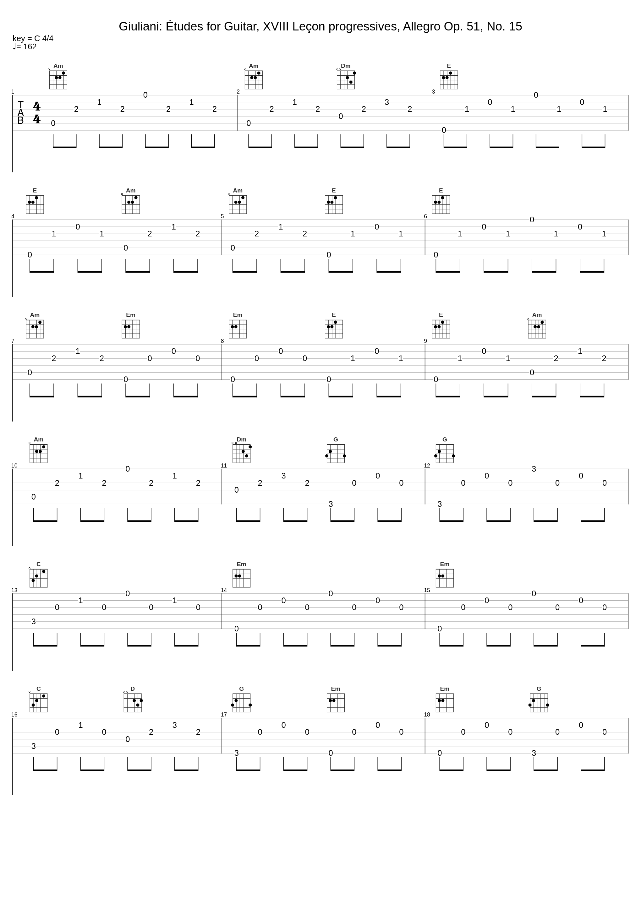 Giuliani: Études for Guitar, XVIII Leçon progressives, Allegro Op. 51, No. 15_Elena Càsoli_1