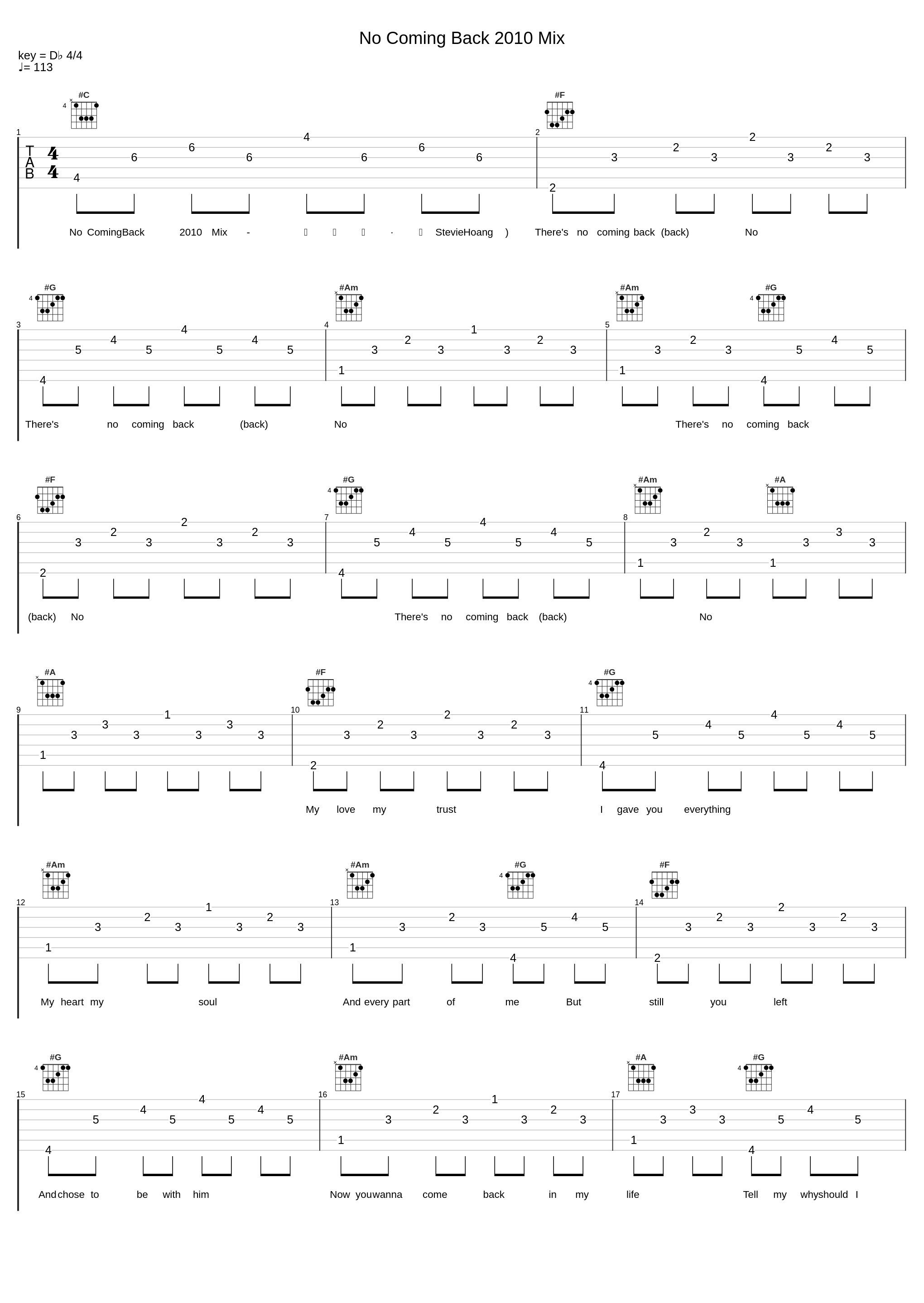 No Coming Back 2010 Mix_史蒂文·黄_1