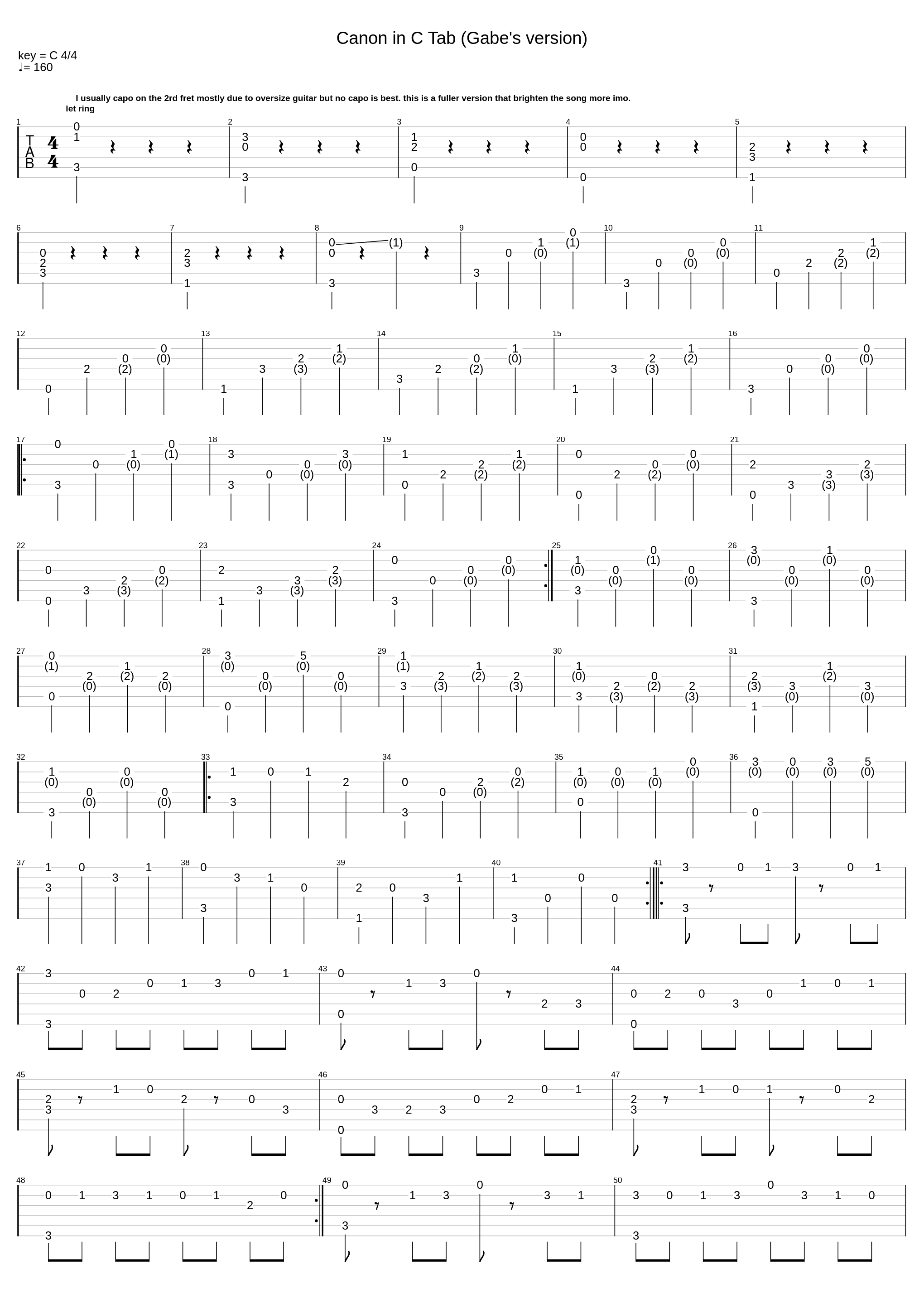 Canon in C Tab (Gabe's version)_Pachelbel_1