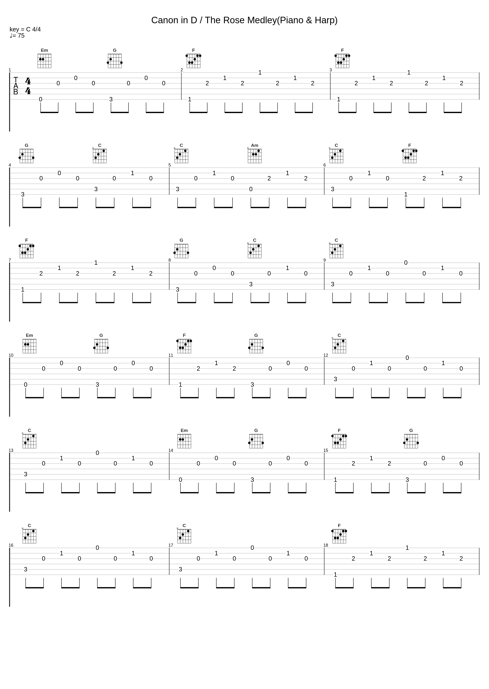 Canon in D / The Rose Medley(Piano & Harp)_pachelbel canon,Johann Pachelbel,Canon in D Piano_1