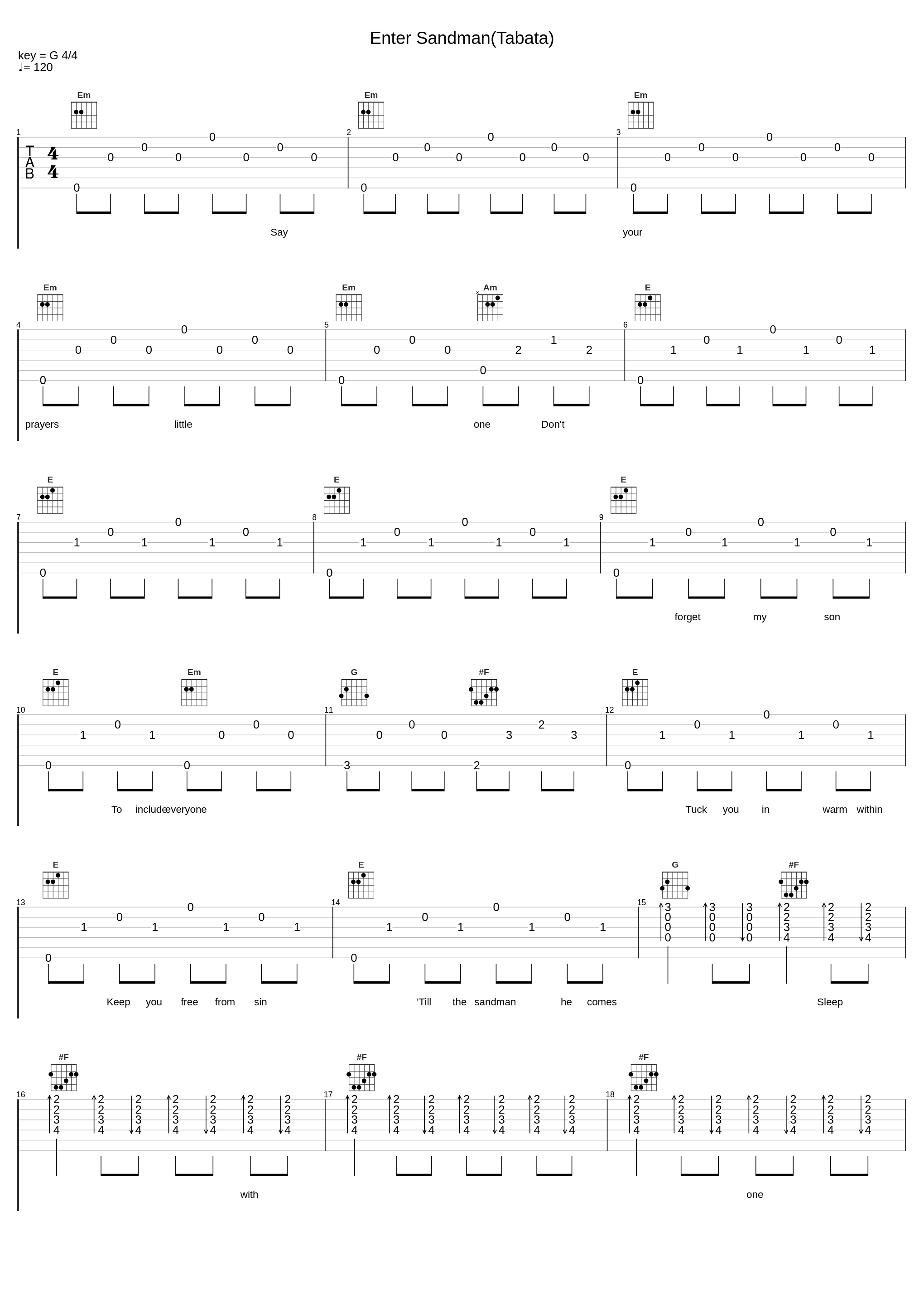 Enter Sandman(Tabata)_Tabata Songs_1