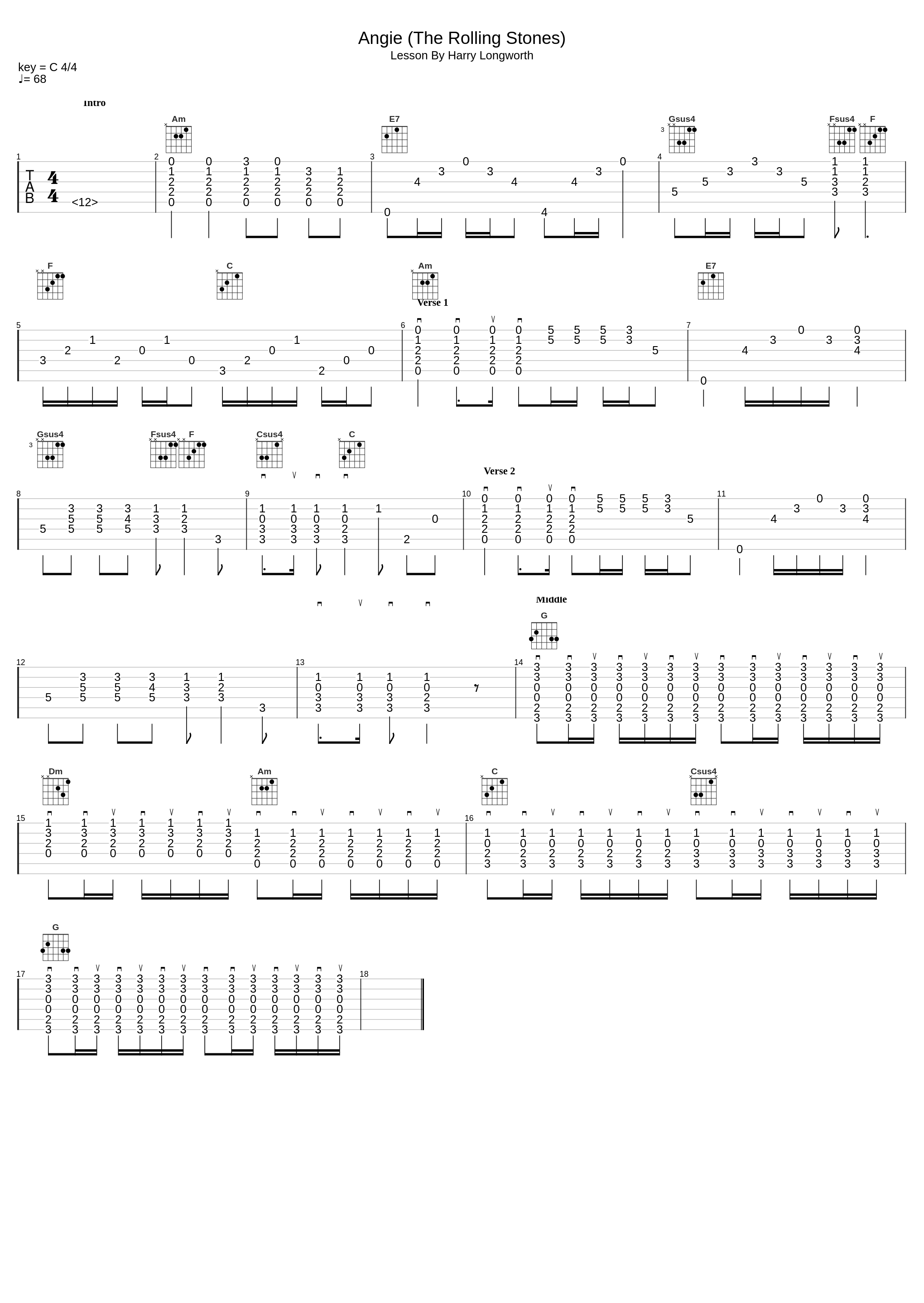 Angie (Rolling Stones)_Harry Guitar Tuition_1