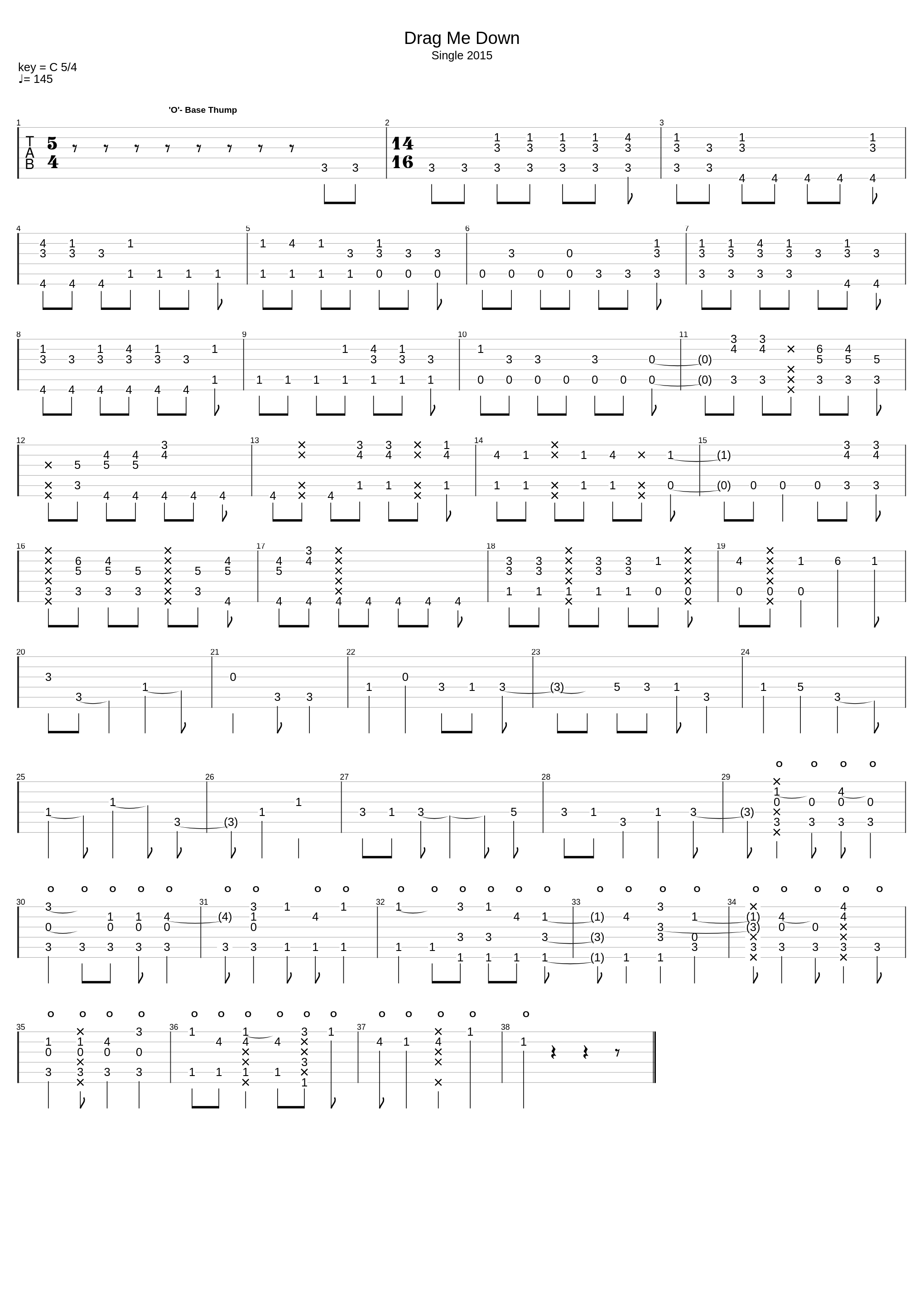 Drag Me Down Fingerstyle Tabs_One Direction_1