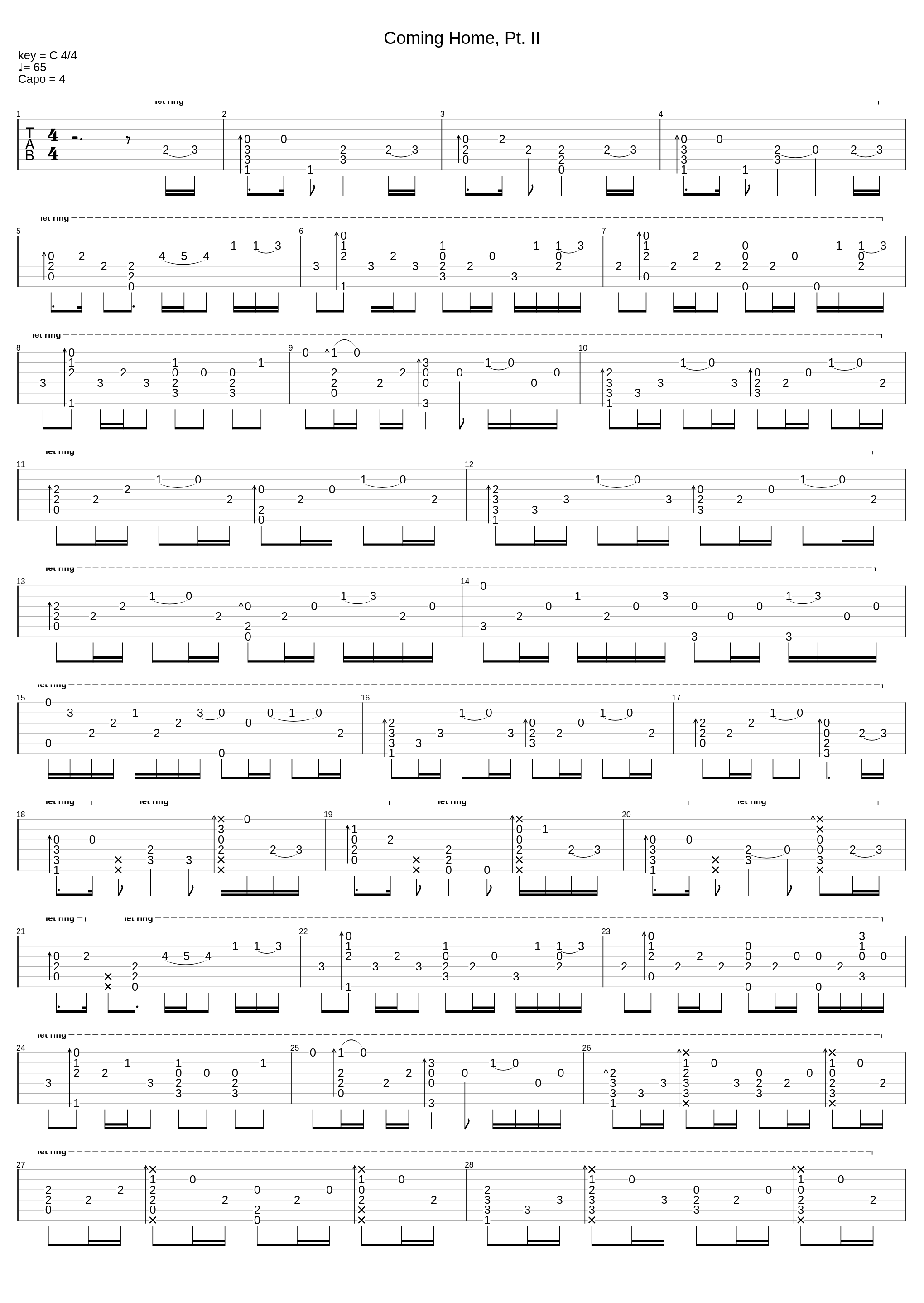 Coming Home, Pt. Ii (Fingerstyle Tab)_Skylar Grey_1