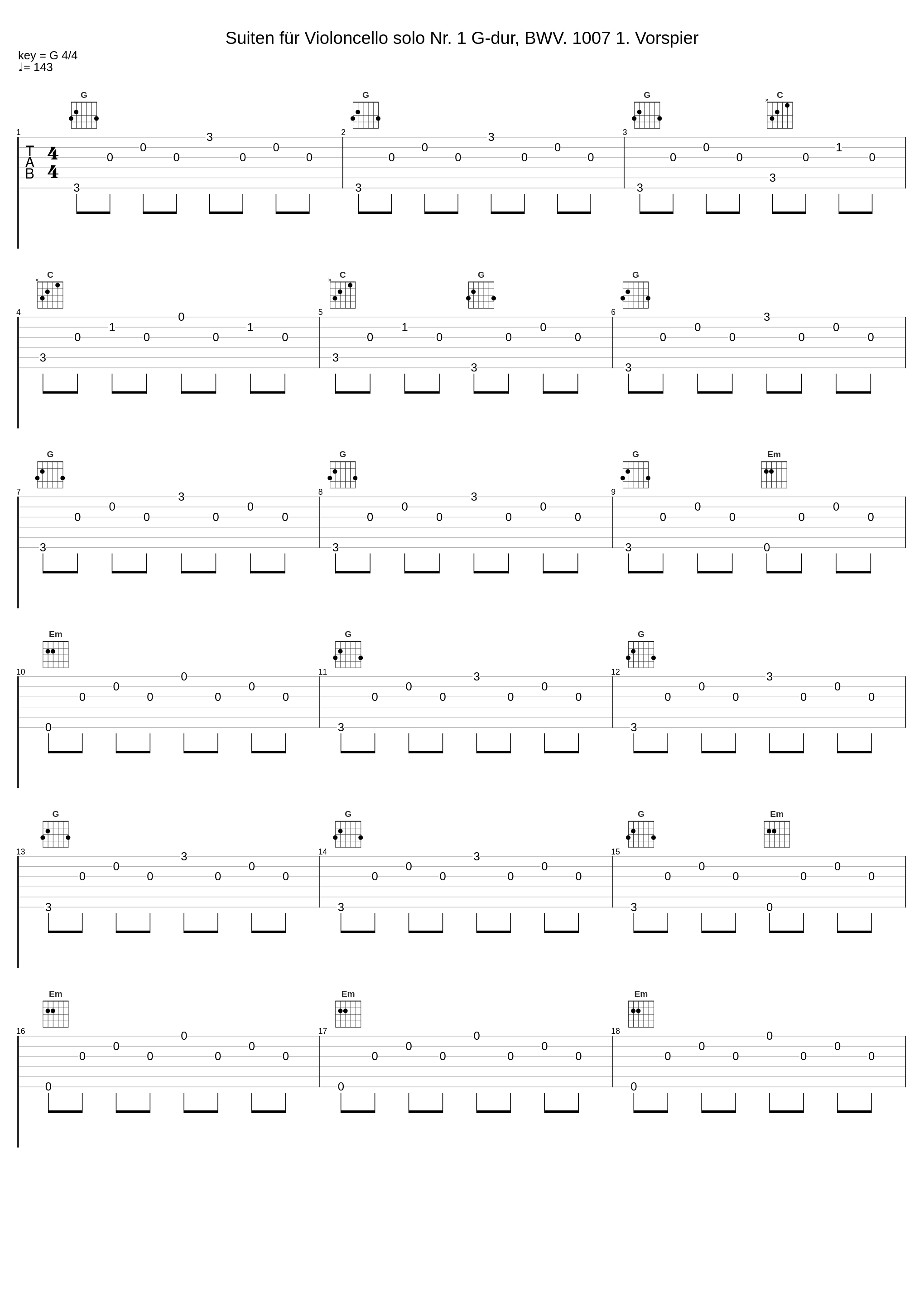 Suiten für Violoncello solo Nr. 1 G-dur, BWV. 1007 1. Vorspier_鹭巣诗郎_1