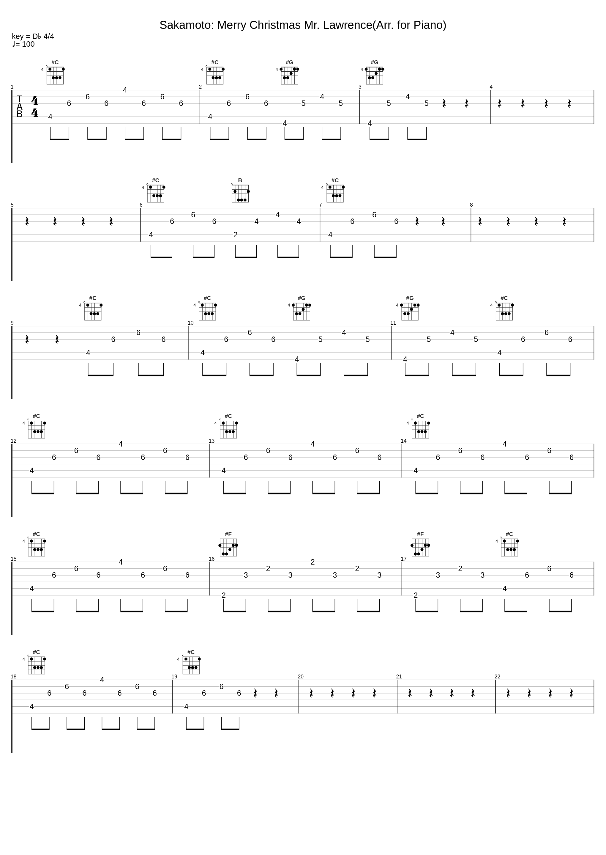 Sakamoto: Merry Christmas Mr. Lawrence(Arr. for Piano)_郎朗_1