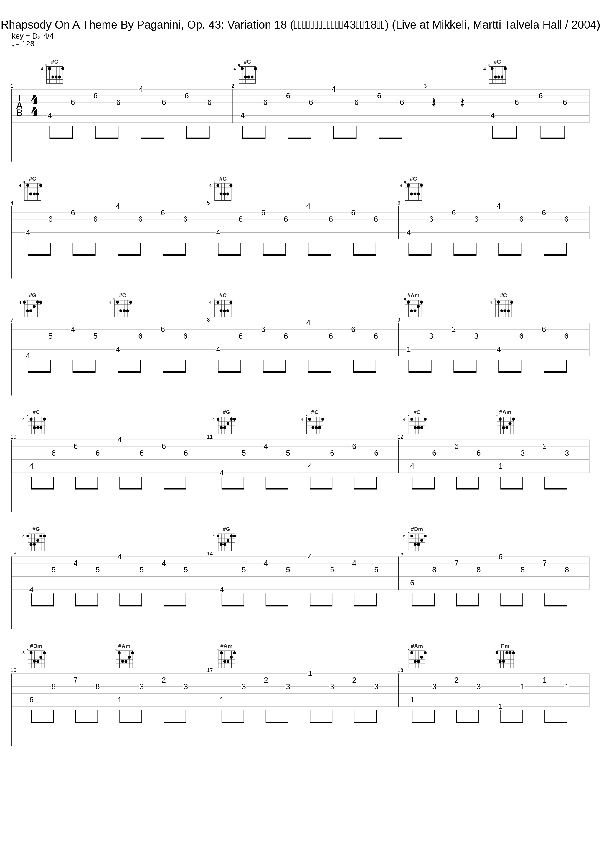 Rhapsody On A Theme By Paganini, Op. 43: Variation 18 (帕格尼尼主题狂想曲，作品43：第18变奏) (Live at Mikkeli, Martti Talvela Hall / 2004)_郎朗_1