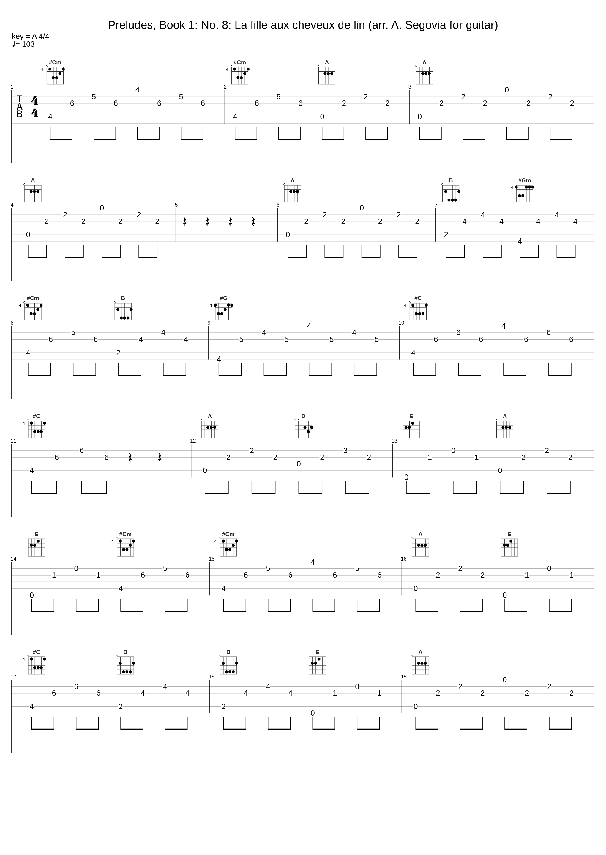 Preludes, Book 1: No. 8: La fille aux cheveux de lin (arr. A. Segovia for guitar)_Andrés Segovia_1