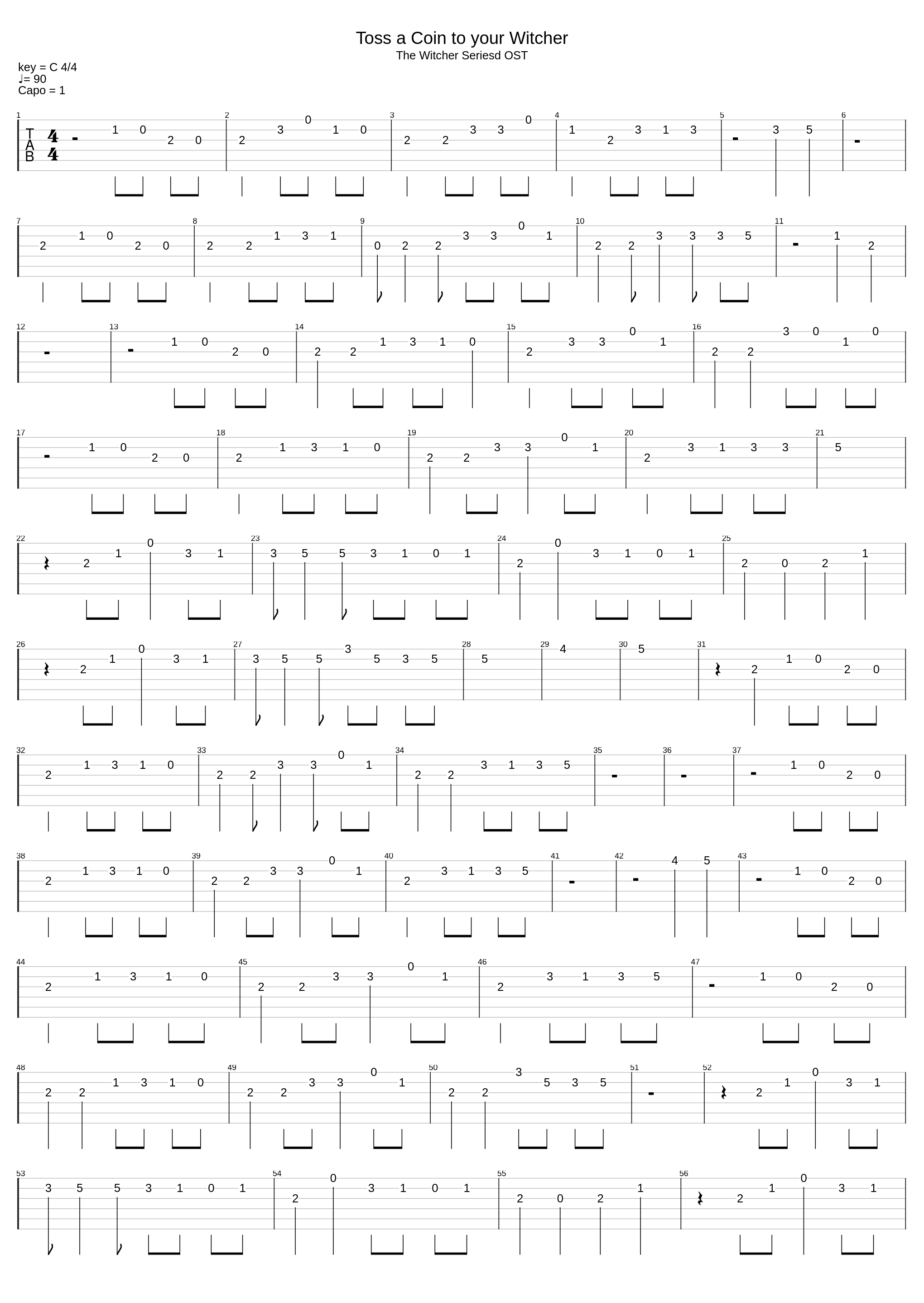 toss coin to your witcher_Tab Sheet Music_1