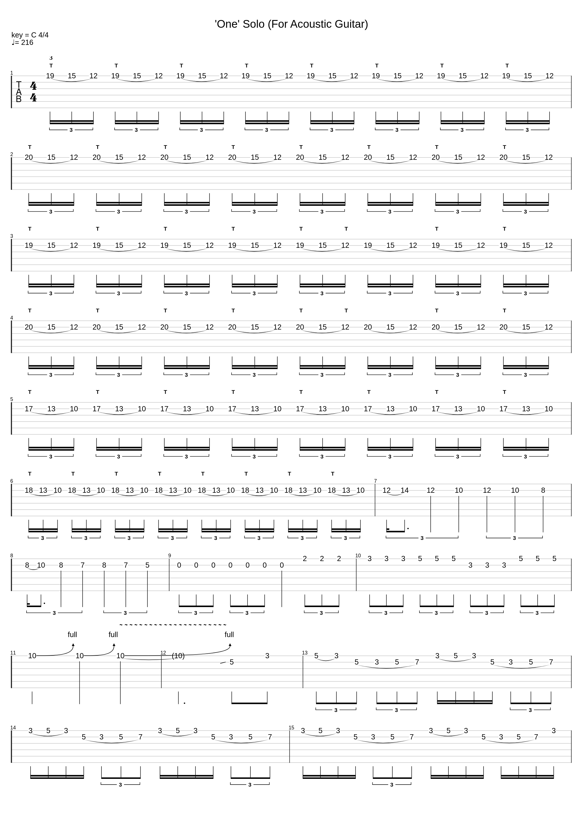 'One' Solo (For Acoustic Guitar)_Metallica_1